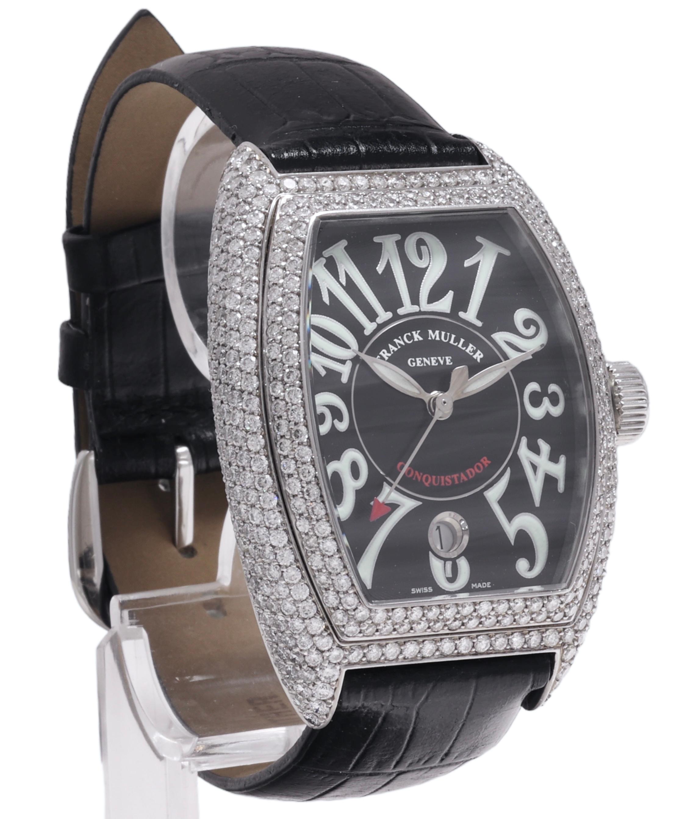 Modern Franck Muller Diamonds Conquistador Automatic Wristwatch Ref. 8001 SC Full Set For Sale