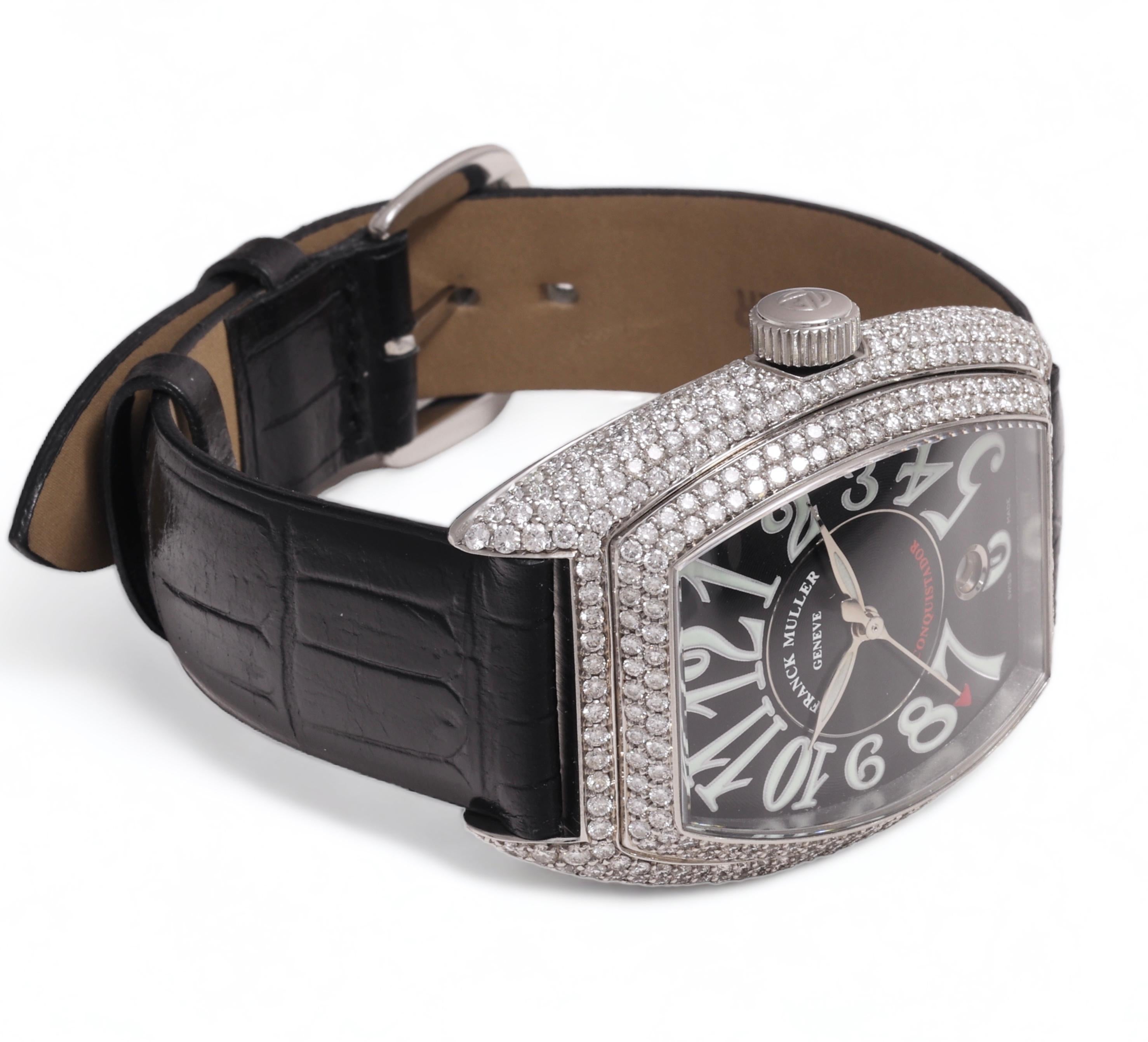 Women's or Men's Franck Muller Diamonds Conquistador Automatic Wristwatch Ref. 8001 SC Full Set For Sale