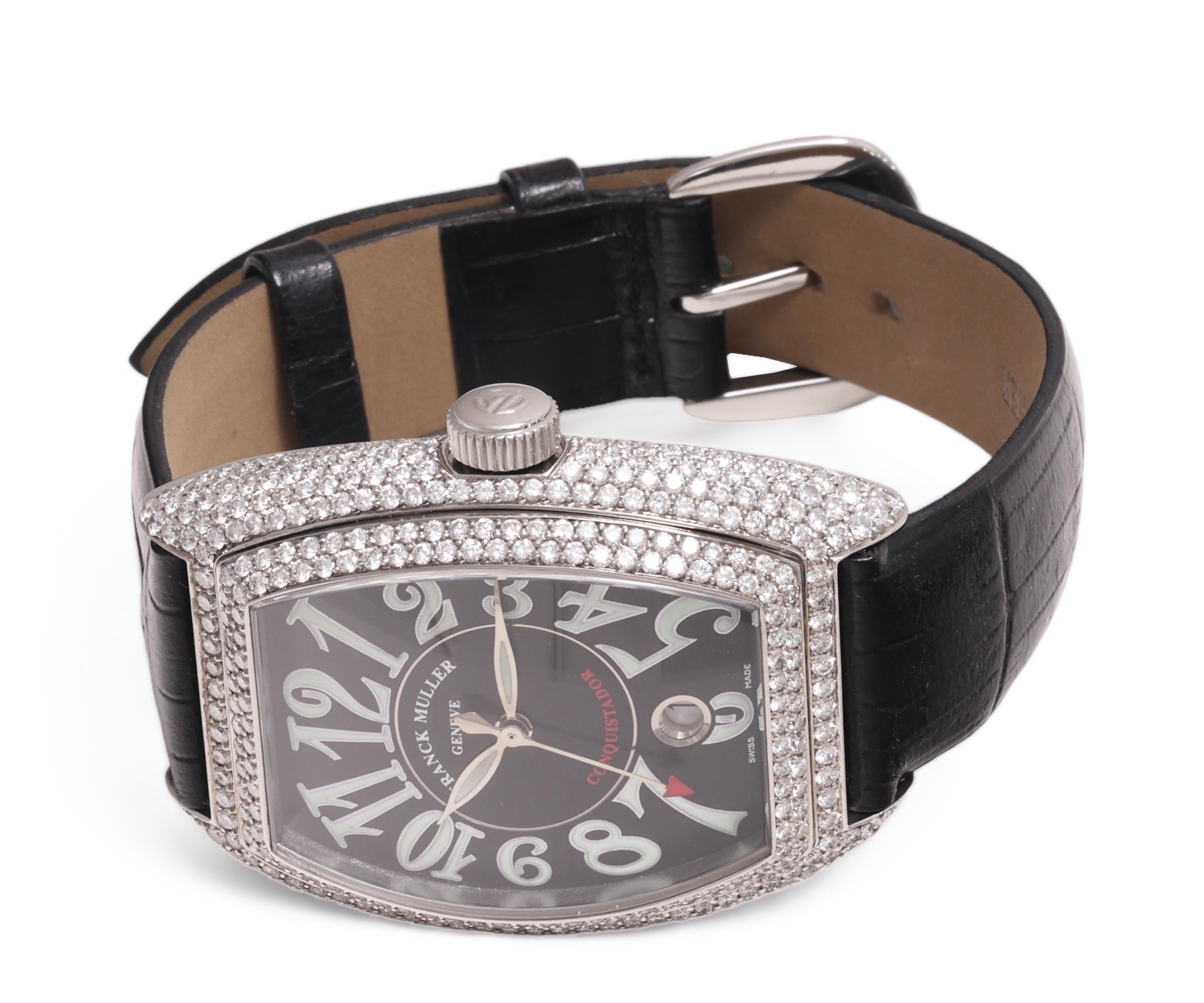 Franck Muller Diamonds Conquistador Automatic Wristwatch Ref. 8001 SC Full Set For Sale 1