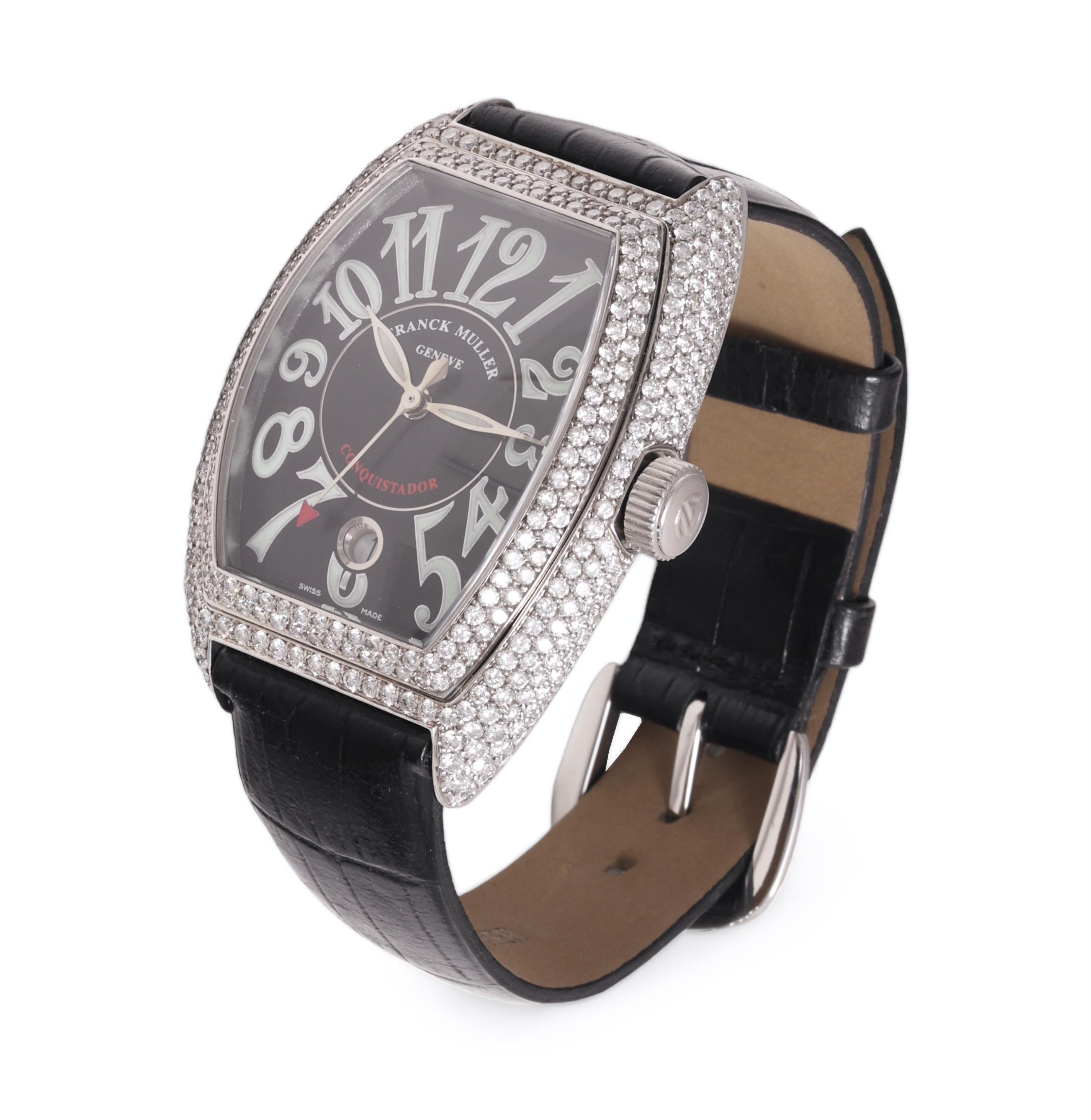 Franck Muller Diamonds Conquistador Automatic Wristwatch Ref. 8001 SC Full Set For Sale 2