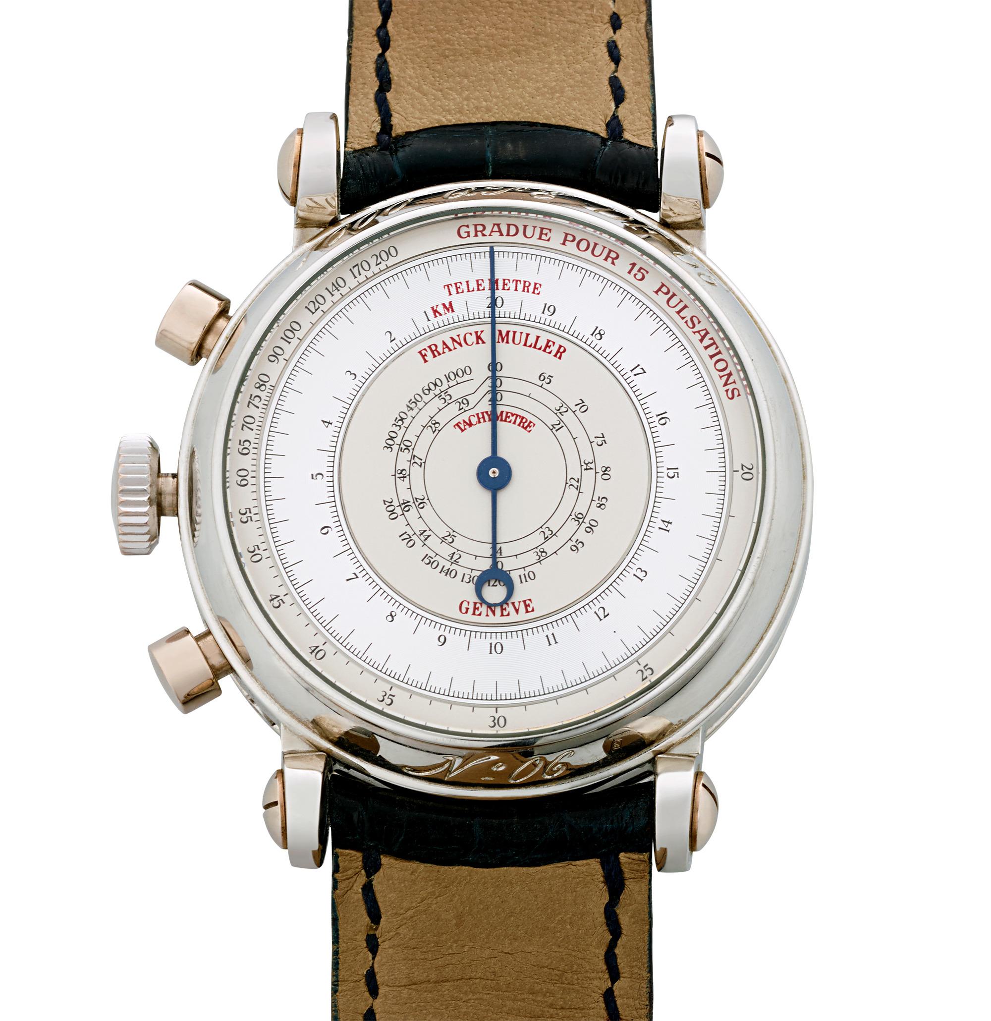 Modern Franck Muller Double Dial Perpetual Calendar Chronograph Watch For Sale