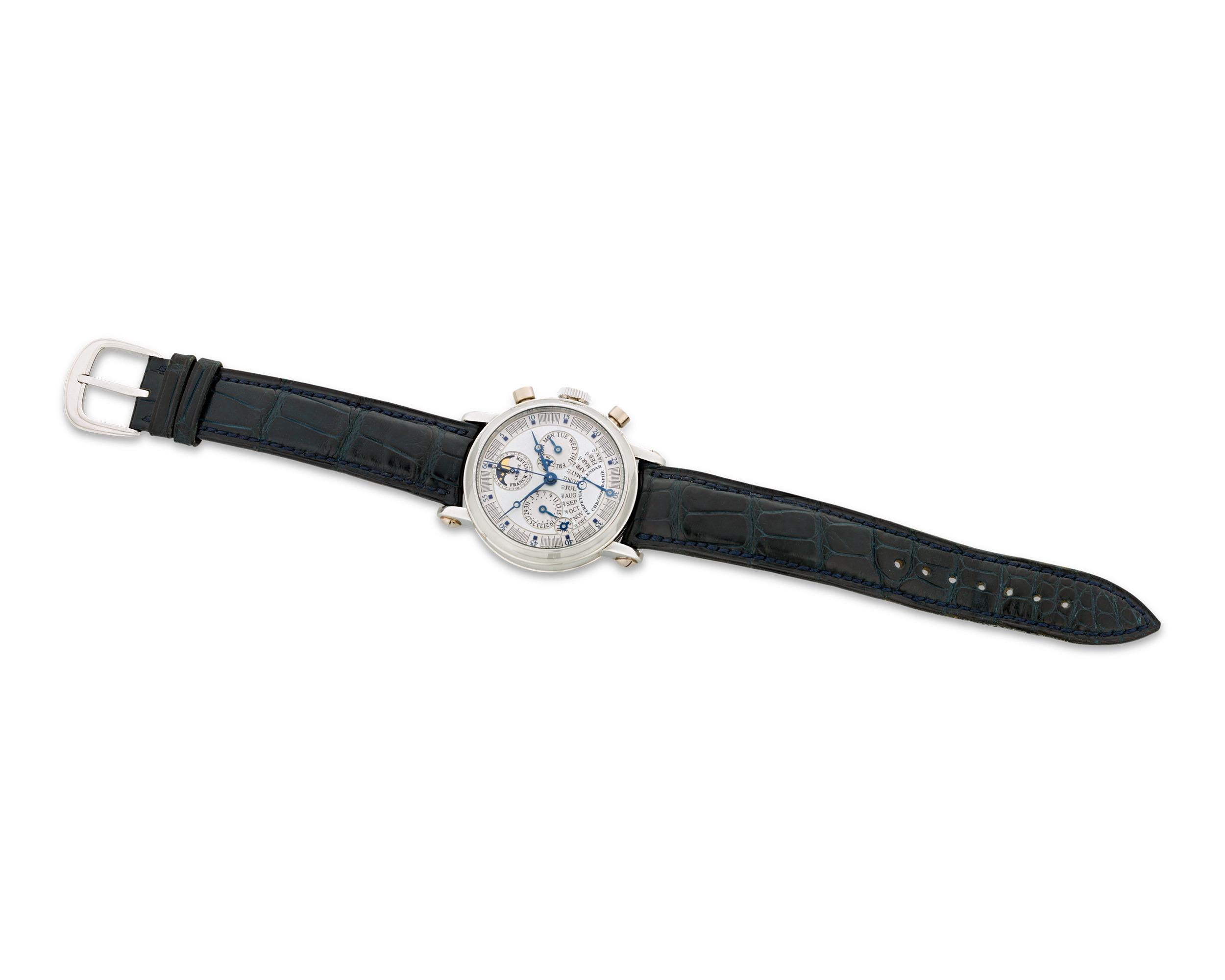 Franck Muller Double Dial Perpetual Calendar Chronograph Watch In Excellent Condition For Sale In New Orleans, LA