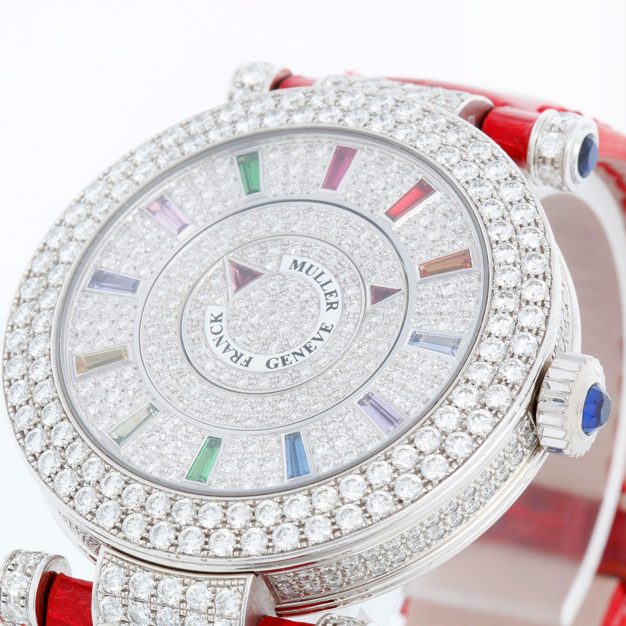 Women's Franck Muller Double Mystery 18K White Gold Diamond Watch DRM D 2R CD For Sale