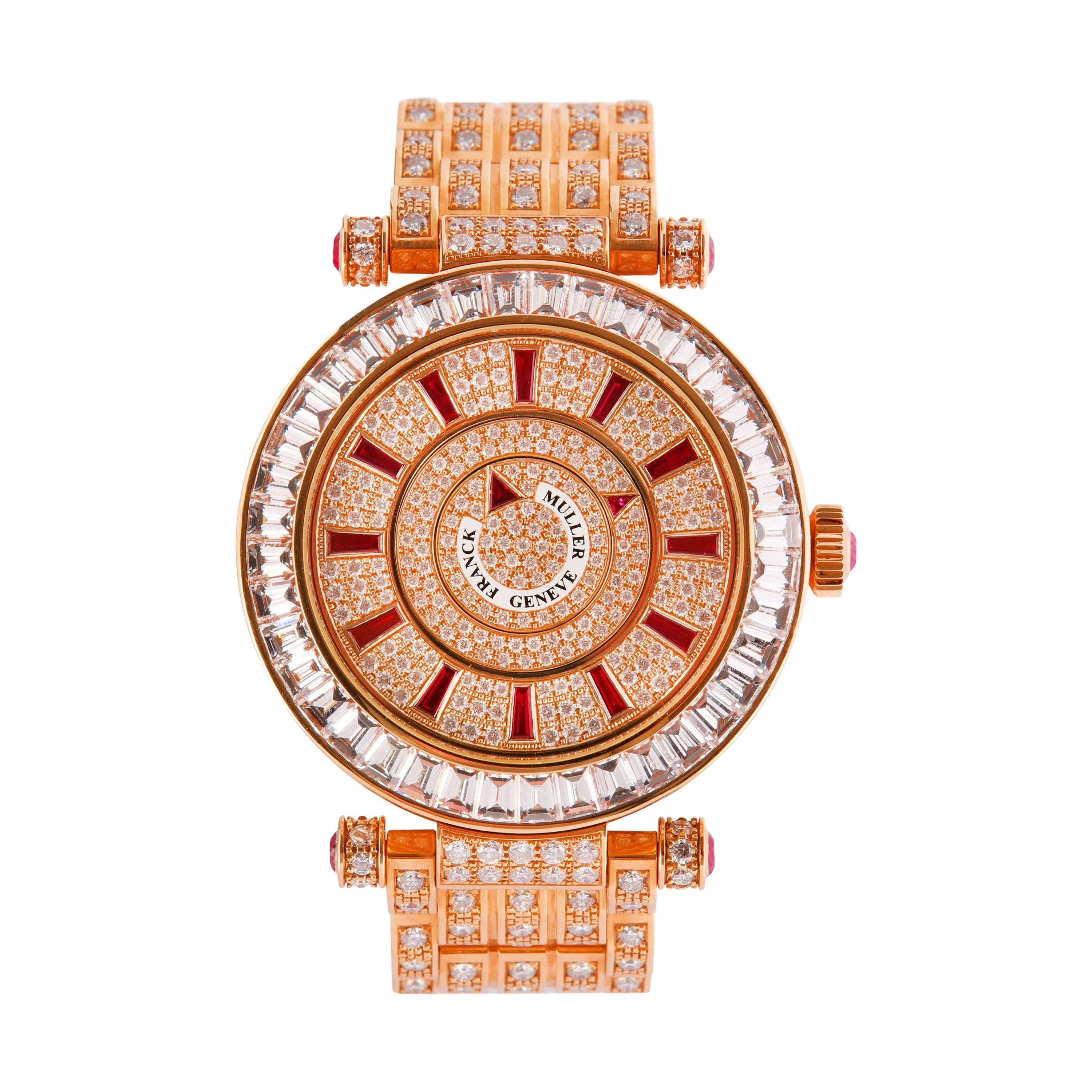 Franck Muller Double Mystery Watch 2020, 18 Karat Gold, Ruby & Diamond Bracelet