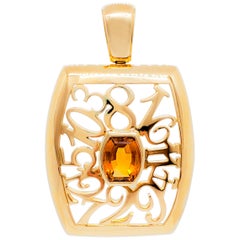 Vintage Franck Muller Estate Citrine Pendant in 18 Karat Yellow Gold