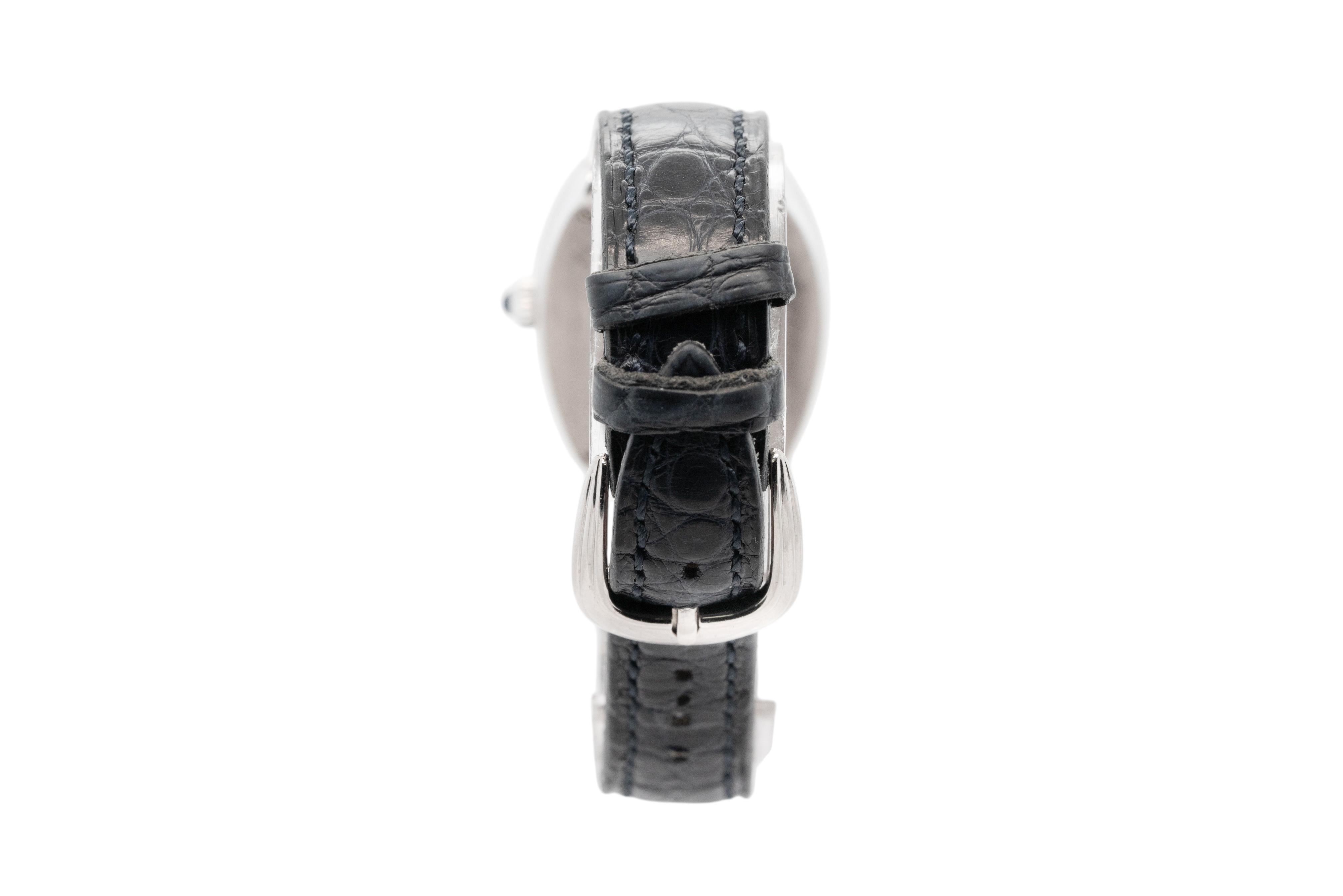 Women's Franck Muller Geneve Cintree Curvex Blue Dial with Diamond 18k White Gold Watch For Sale