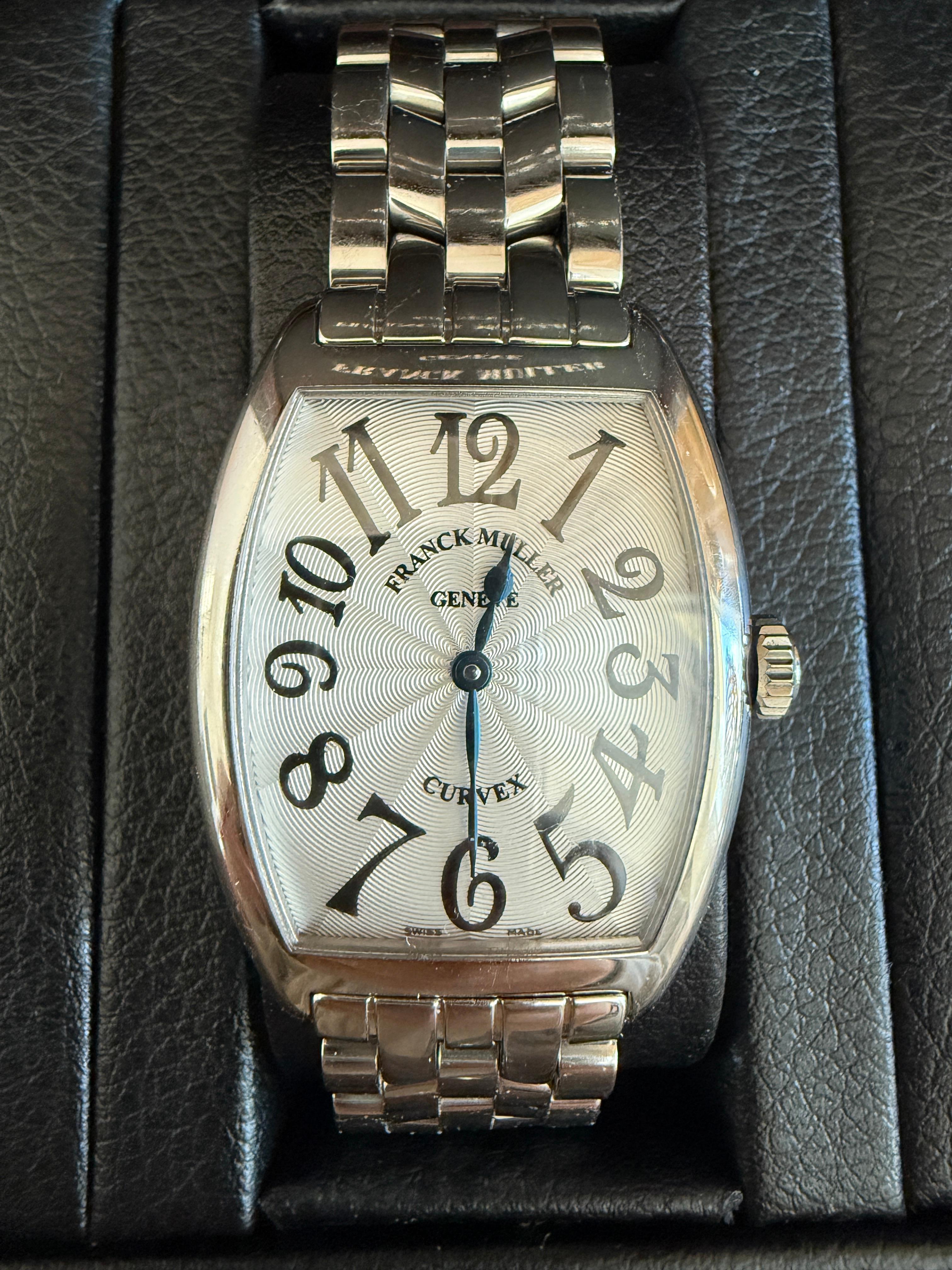 Franck Muller Geneve Cintree Curvex Orologio con quadrante argento in vendita 3