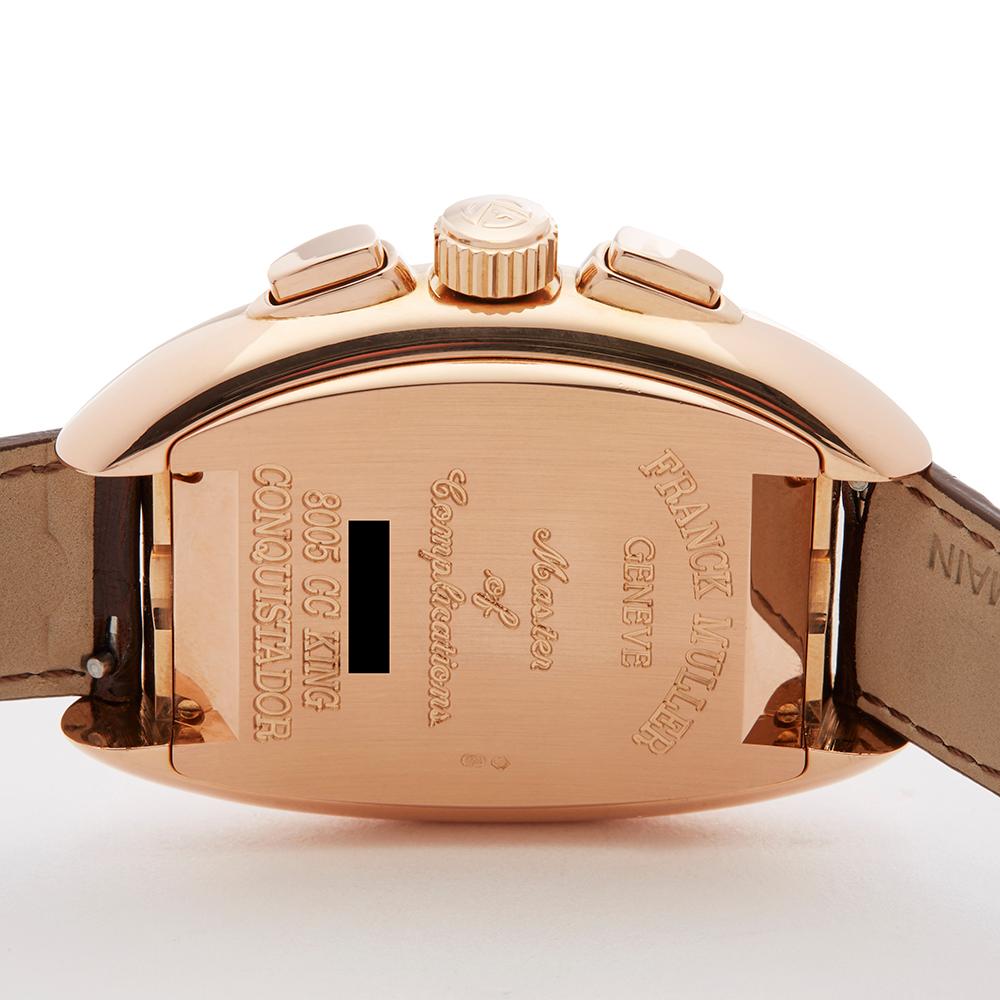 Franck Muller King Conquistador Chronograph 18K Rose Gold 8005 CC Wristwatch In Excellent Condition In Bishops Stortford, Hertfordshire