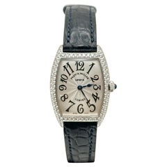 Franck Muller Ladies Cintree Curvex 1752 QZ D 18K White Gold Pave Diamond Bezel