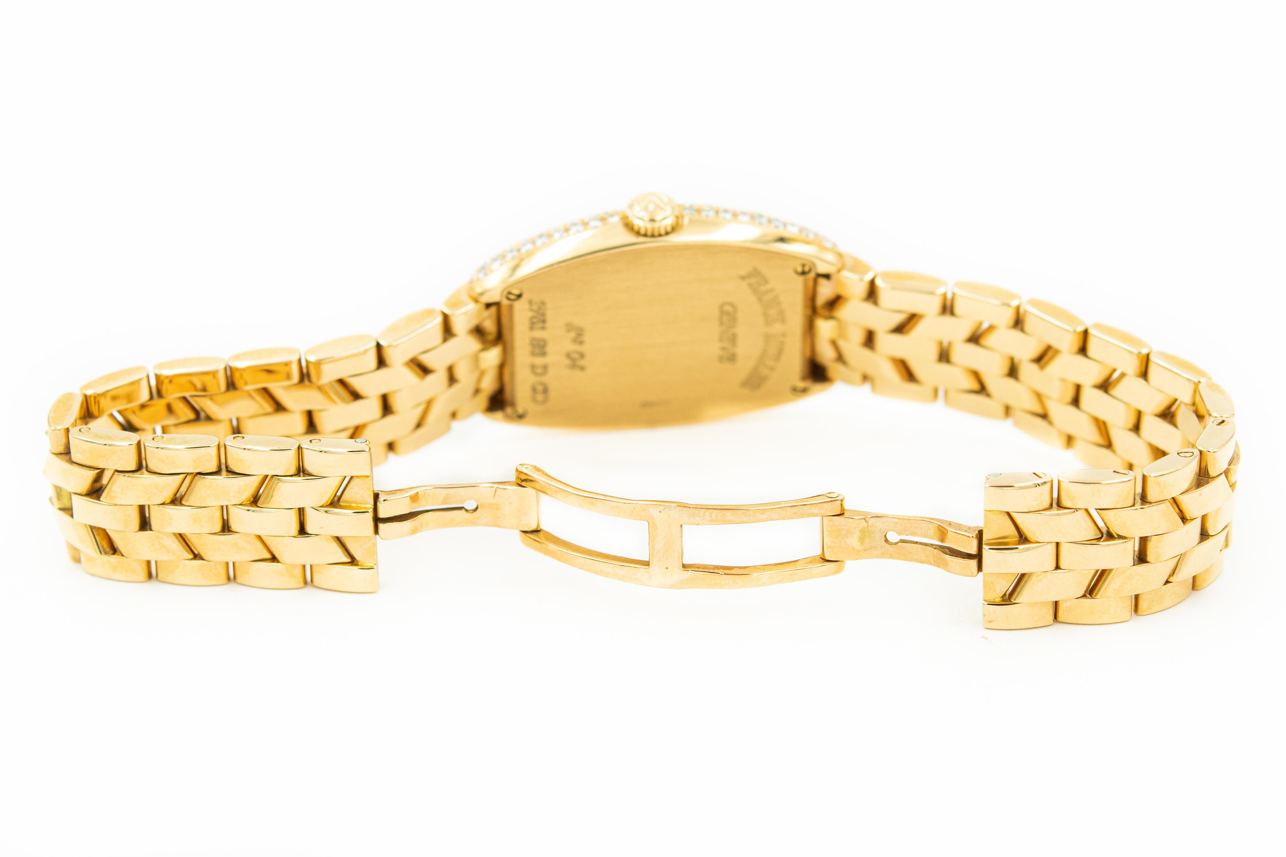 Round Cut Franck Muller Ladies Cintree Curvex 18k Rose Gold Diamonds Wristwatch Ref. 1751 For Sale