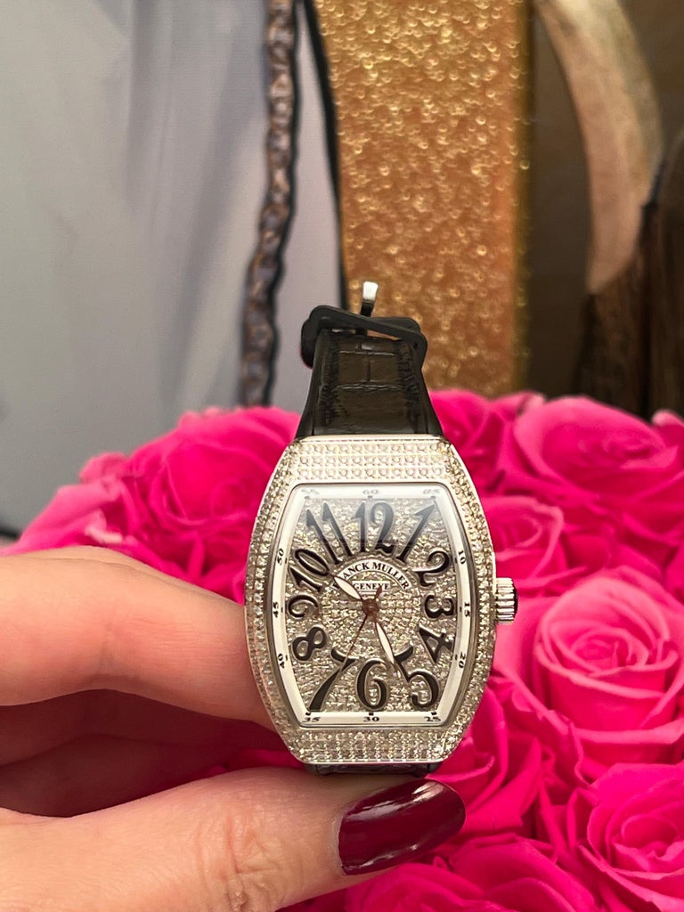 Reloj Franck Muller Lady Vanguard V 32 Banda Negra Diamante en