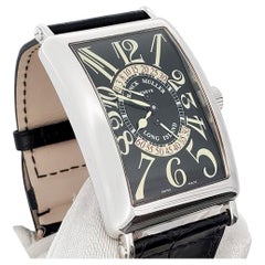 Vintage Franck Muller Large Long Island Bi-Retrograde White Gold Black Watch 1100DS-R
