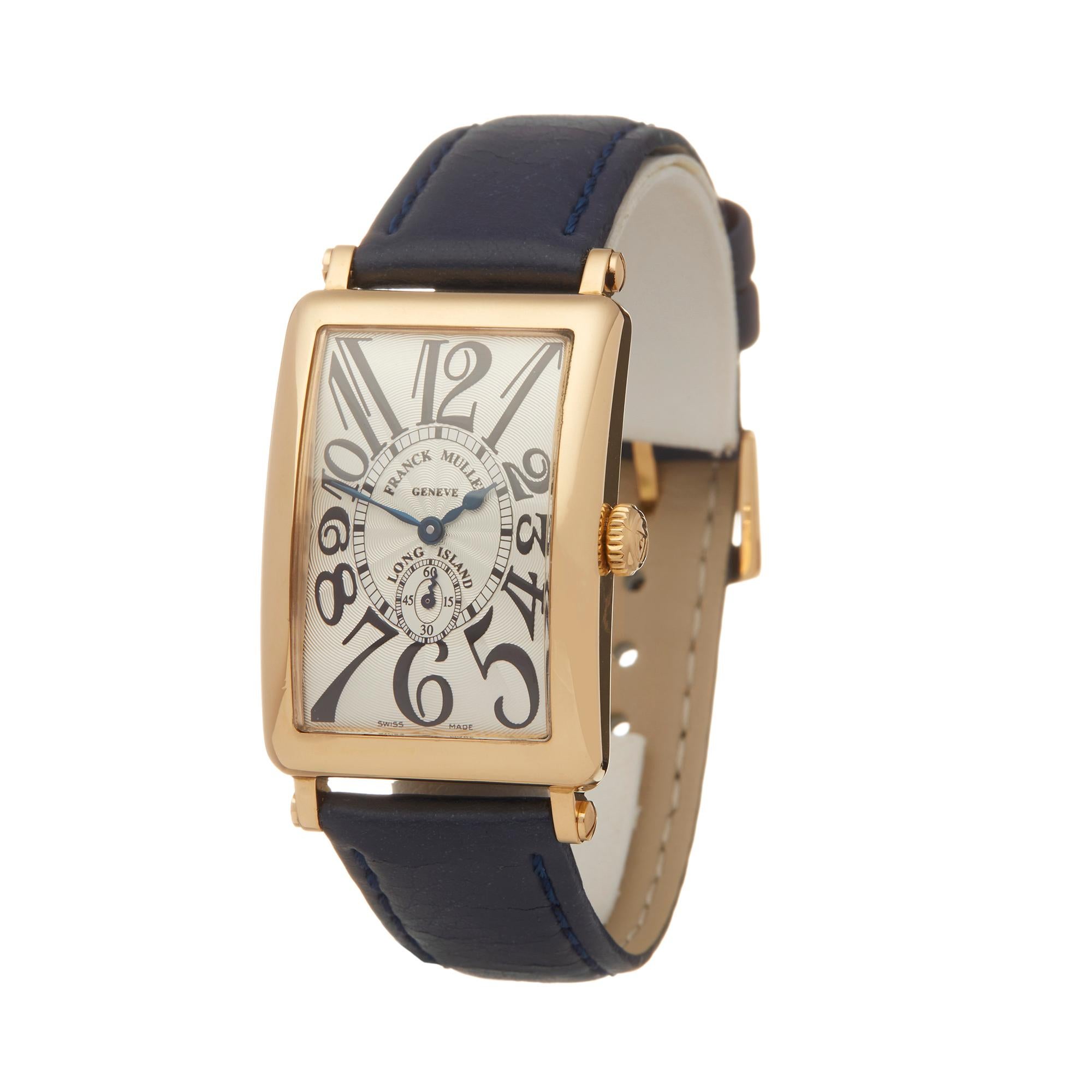 Ref: W5802
Manufacturer: Franck Muller
Model: Long Island
Model Ref: 950 56
Age: Circa 2000's
Gender: Unisex
Complete With: Box Only
Dial: Silver Arabic
Glass: Sapphire Crystal
Movement: Quartz
Water Resistance: To Manufacturers Specifications
Case: