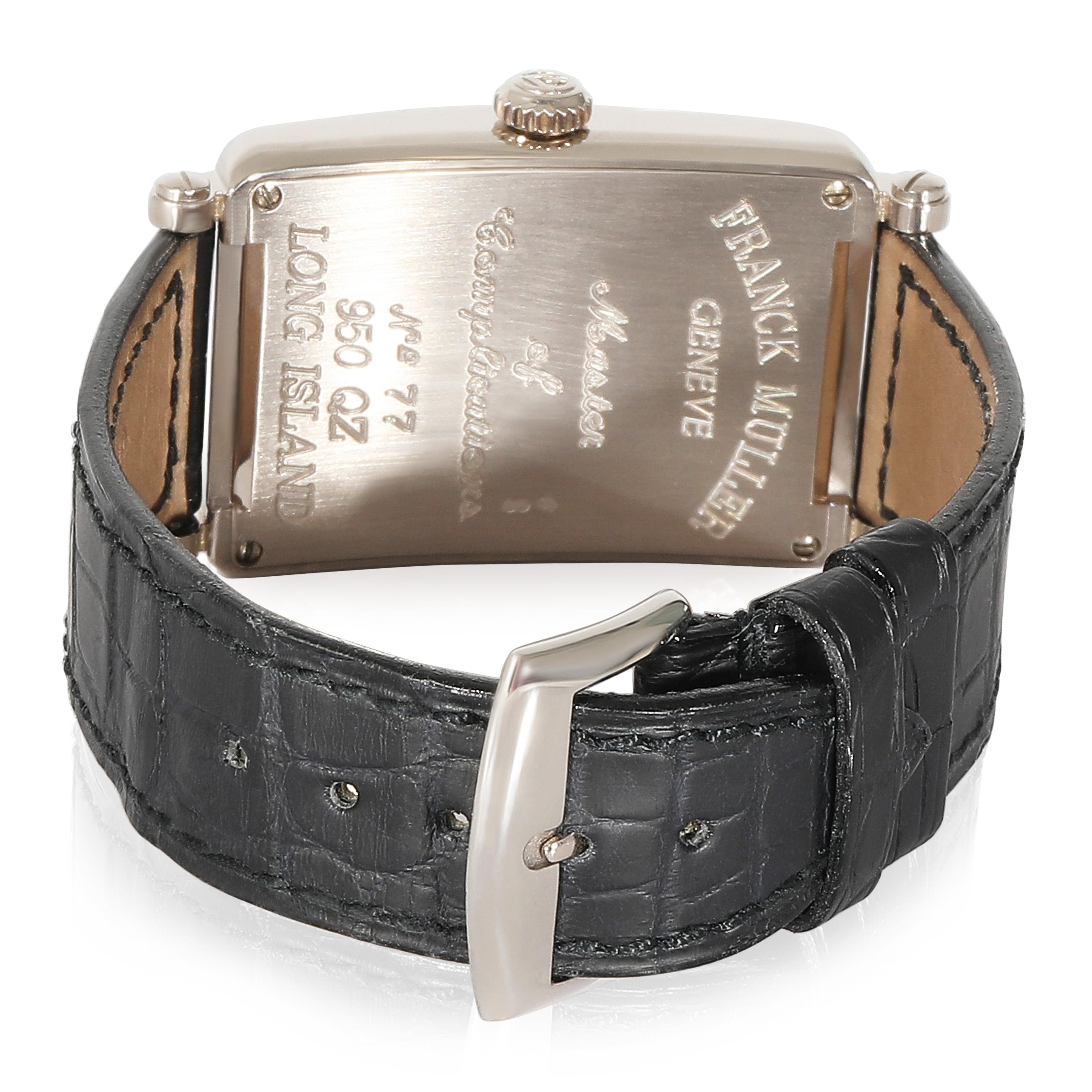 Franck Muller Long Island 950 QZ Unisex-Uhr aus 18 Karat Weißgold

SKU: 130722

PRIMÄRE DETAILS
Marke: Franck Muller
Modell: Lange Insel
Herkunftsland: Schweiz
Uhrwerk Typ: Quarz: Batterie
Jahr der Herstellung: 2000-2009
Zustand: In ausgezeichnetem