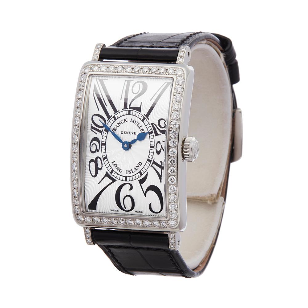 Reference: W4852
Manufacture: Franck Muller
Mode: Long Island
Model Reference: 952.QZ.D.1R
Age: Circa 2000's
Gender: Women's
Box and Papers: Xupes Presentation Box
Dial: Silver Arabic
Glass: Sapphire Crystal
Movement: Quartz
Water Resistance: To