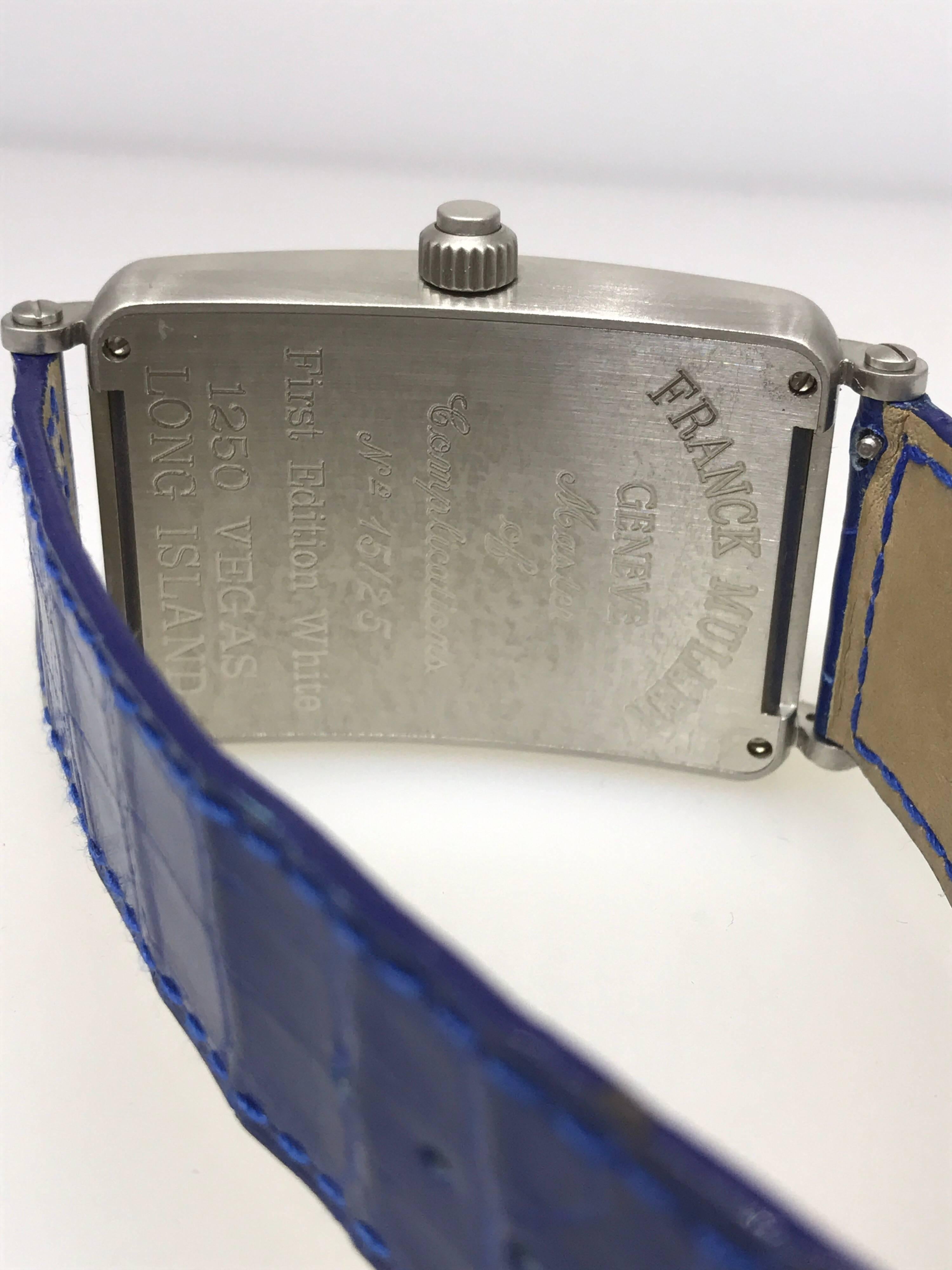 Franck Muller Long Island Las Vegas Stainless Steel Silver Dial Men's Watch 1250 In New Condition For Sale In New York, NY