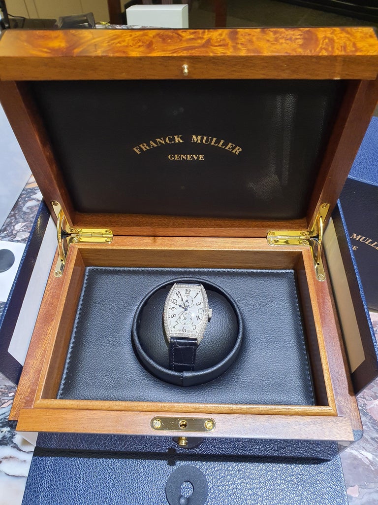 Franck Muller Master Banker 18 Karat White Gold and Diamonds 5850 MBD For Sale 7