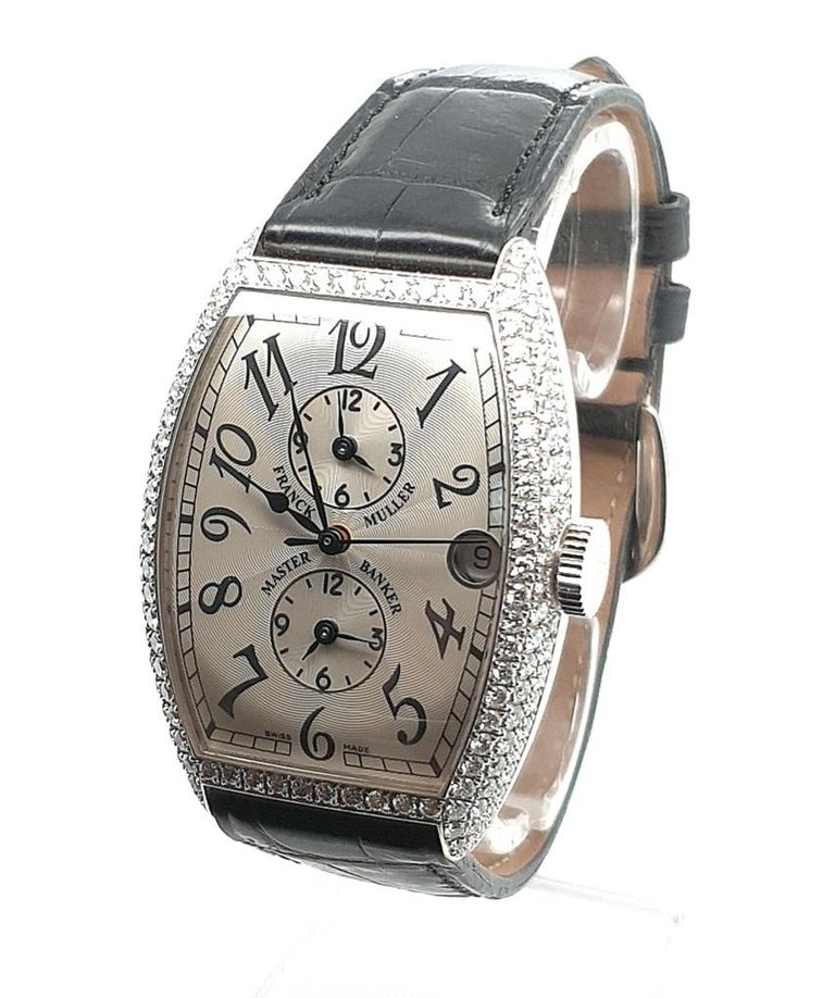 Franck Muller Master Banker 18 Karat White Gold and Diamonds 5850 MBD In New Condition For Sale In Antwerp, BE