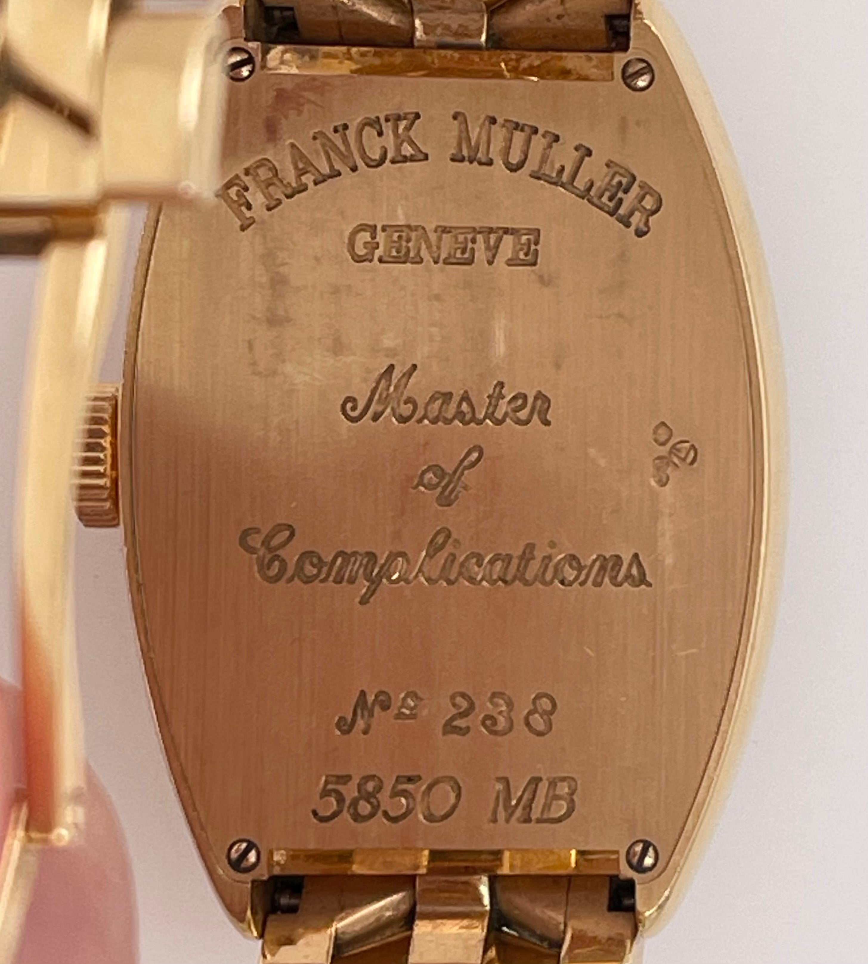 Franck Muller Master Banker Or 18K Cadran Bleu Montre Automatique pour Homme 5850 MB en vente 6