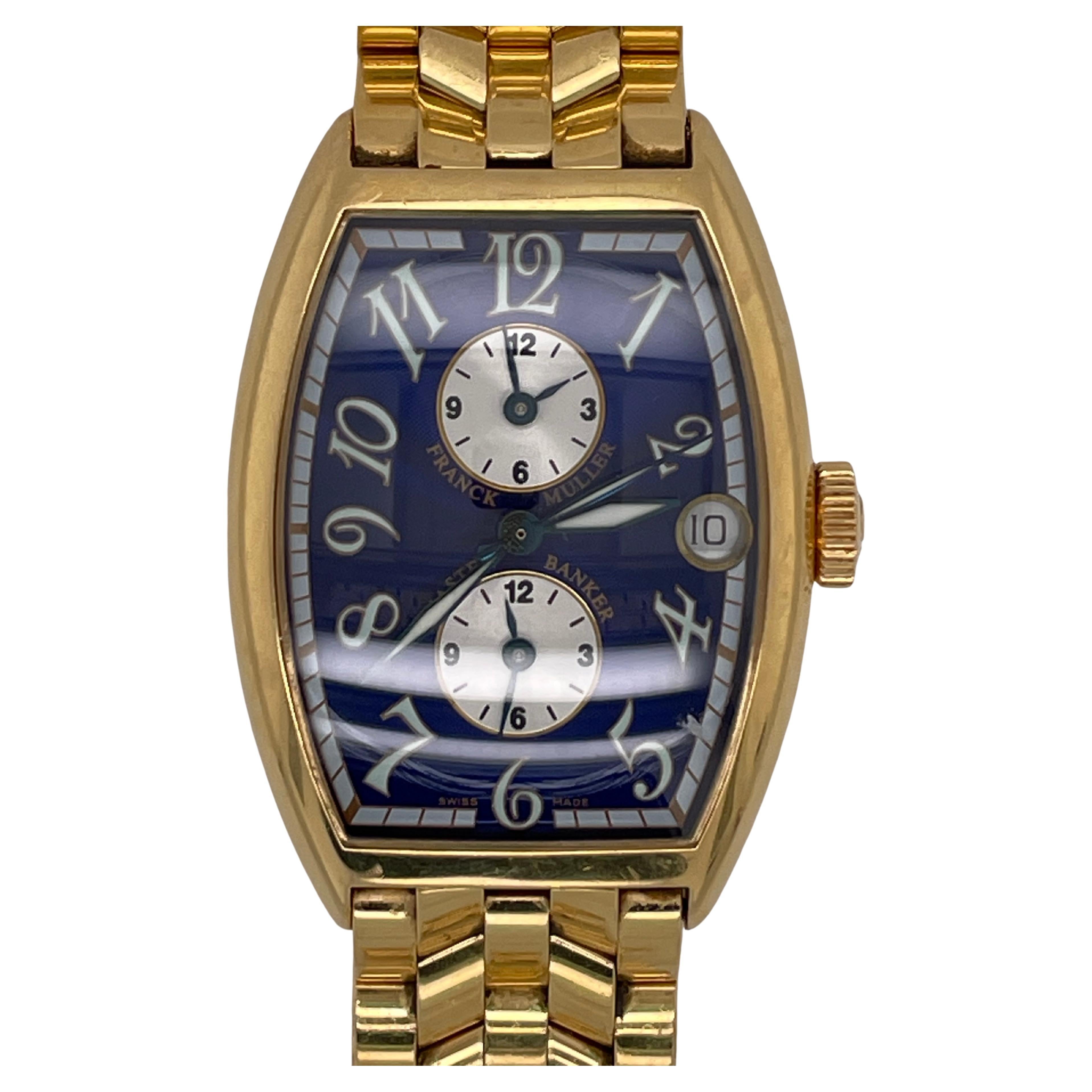 Franck Muller Master Banker 18K Gold Blue Dial Men’s Automatic Watch 5850 MB