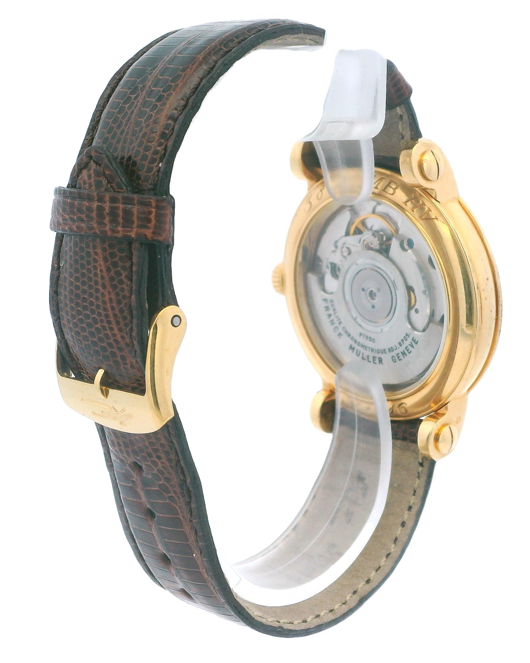 Franck Muller Master Banker 18k Yellow Gold Triple Time Zone In Good Condition For Sale In Great Neck Plaza, NY