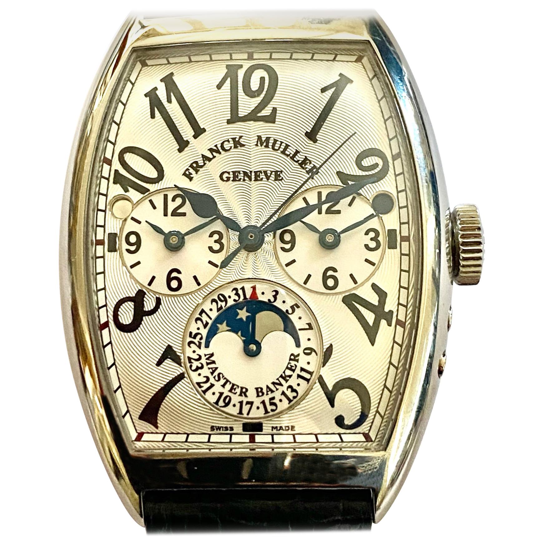 Franck Muller, Master Banker Luna, Steel Leather Model no: 6850 MB L DT