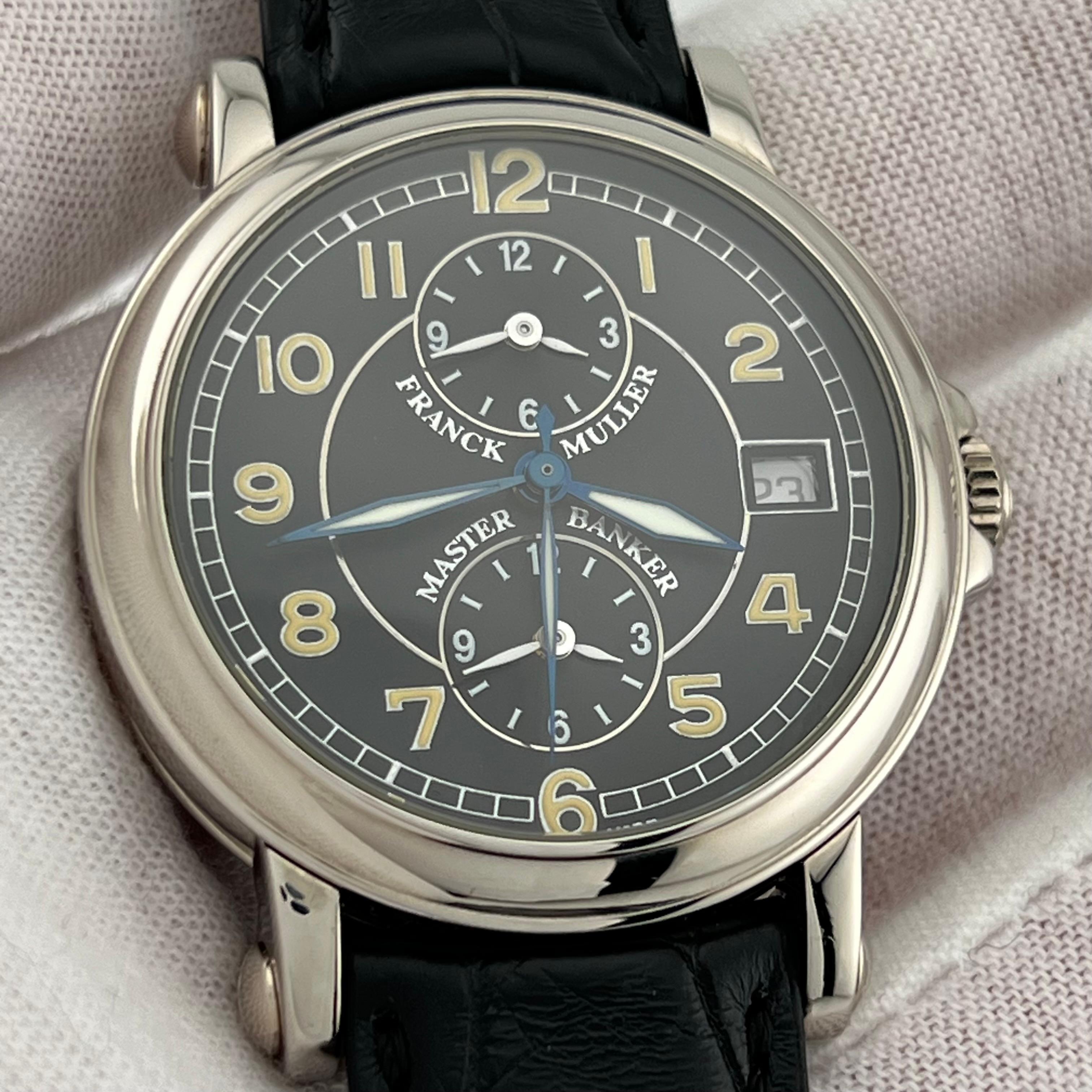 Franck Muller Master Banker Triple Time Zone Ref 3802 37.5mm 18K Gold Box Paper For Sale 6