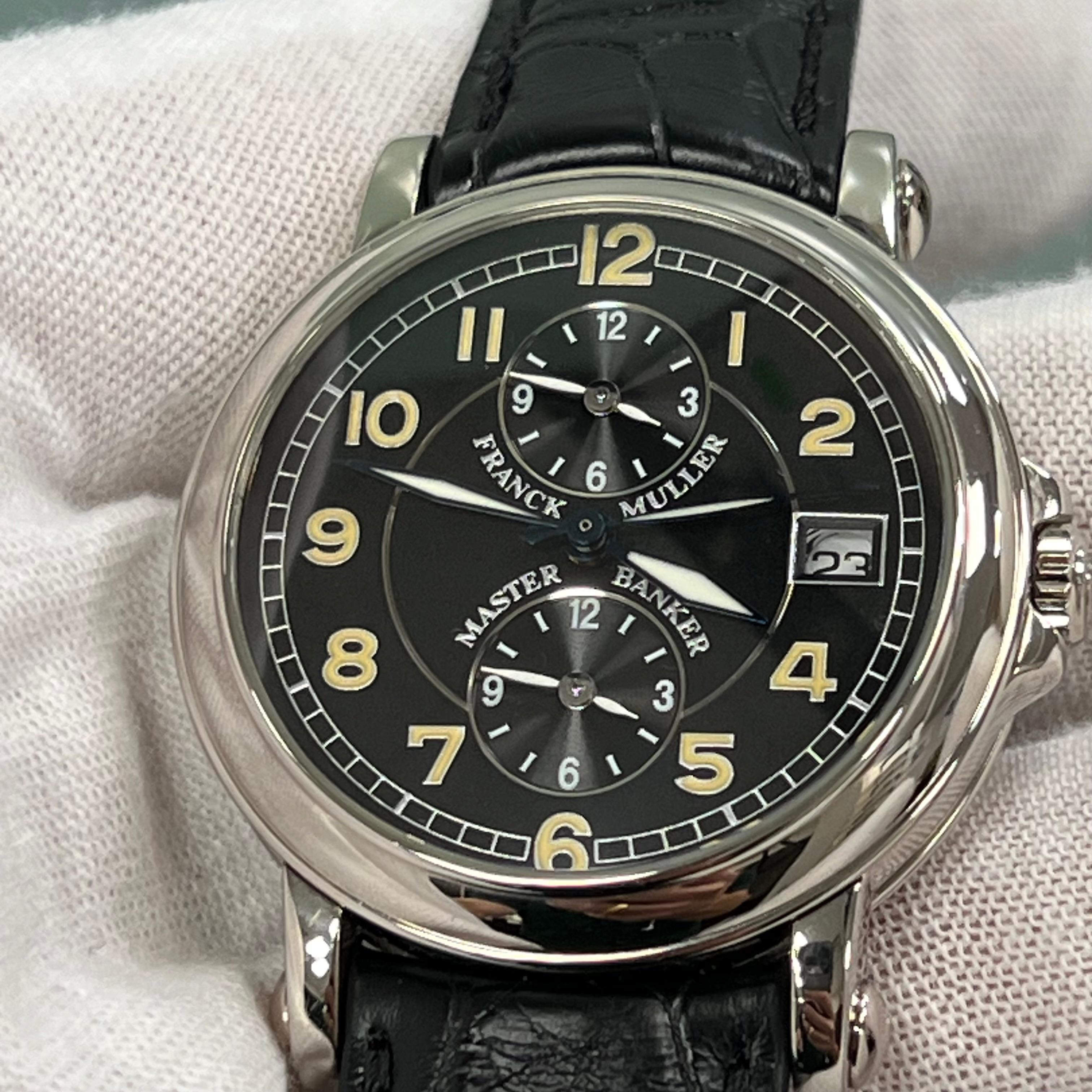 Franck Muller Master Banker Triple Time Zone Ref 3802 37.5mm 18K Gold Box Paper For Sale 7