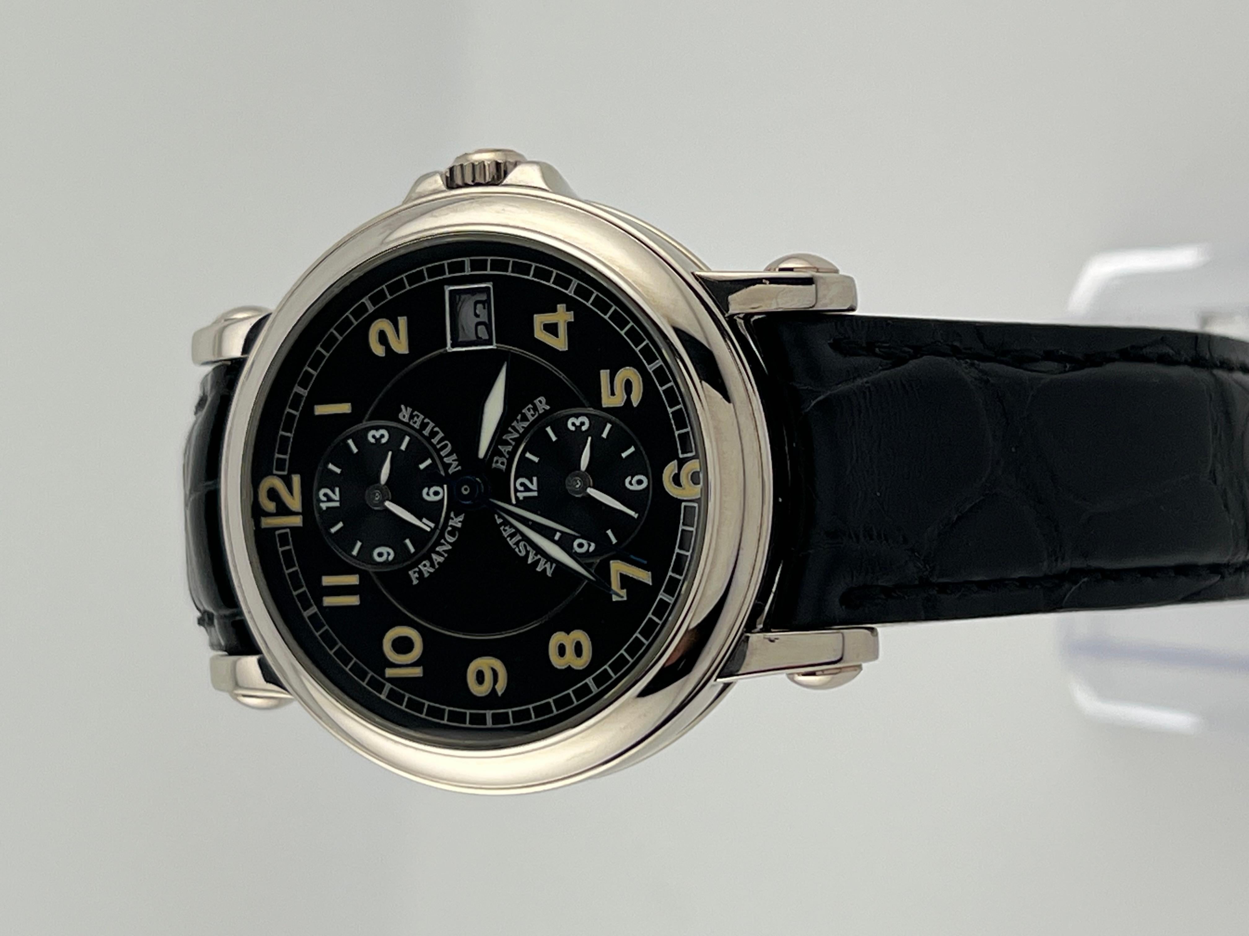 Franck Muller Master Banker Triple Time Zone Ref 3802 37.5mm 18K Gold Box Paper For Sale 1