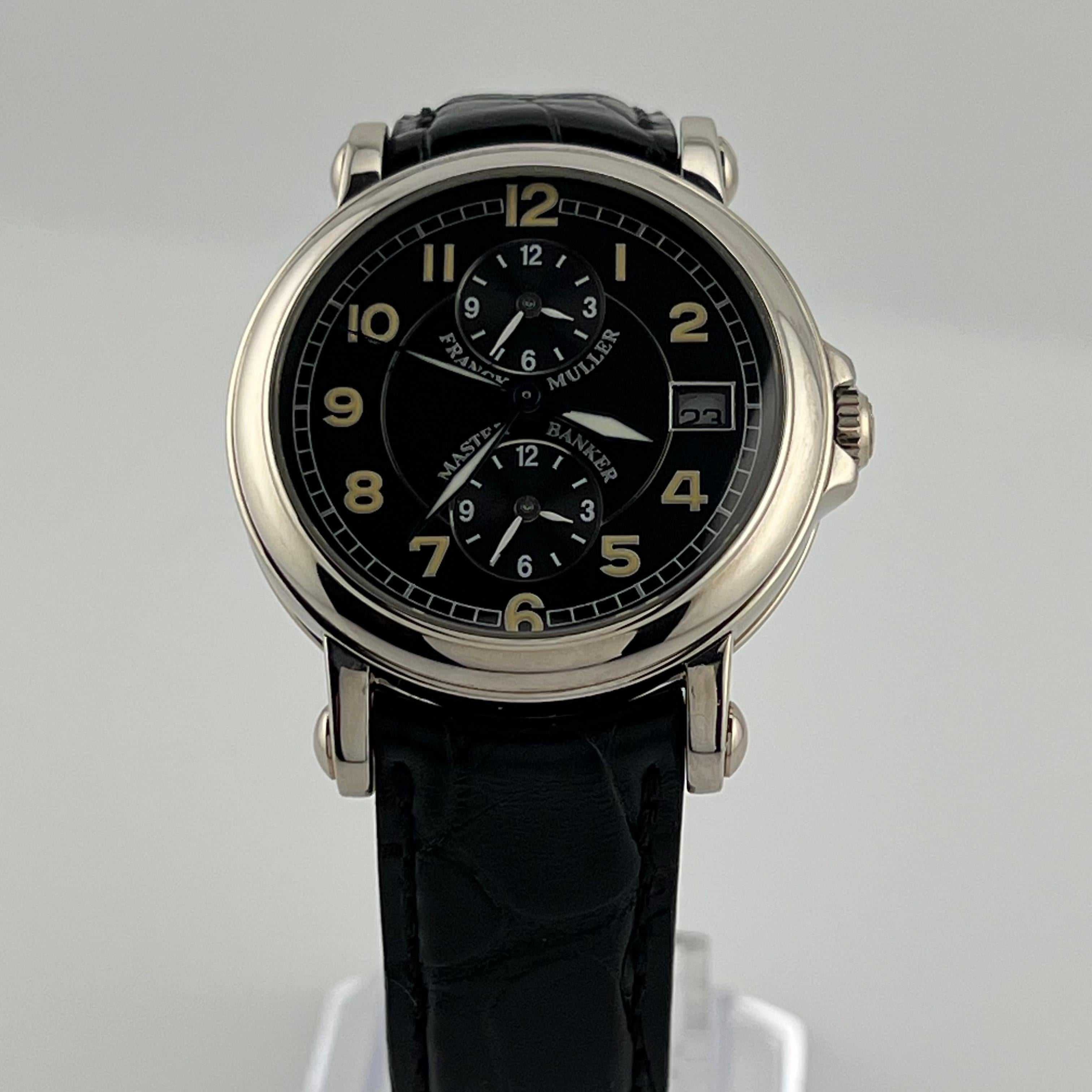 Franck Muller Master Banker Triple Time Zone Ref 3802 37.5mm 18K Gold Box Paper For Sale 2