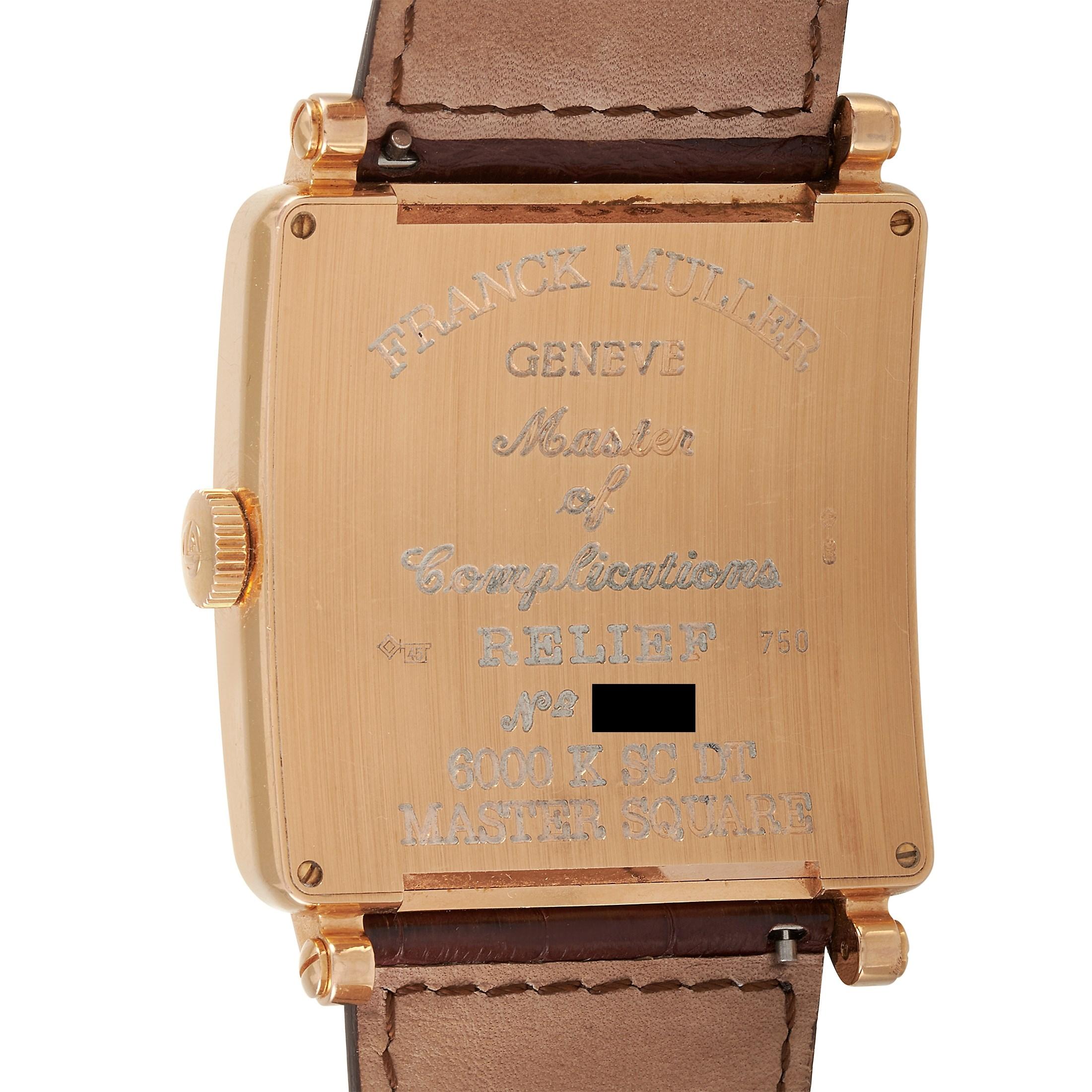 Franck Muller Master Square Schwarzes Zifferblatt Gelbgold Uhr 6000 K SC DT im Zustand „Hervorragend“ in Southampton, PA