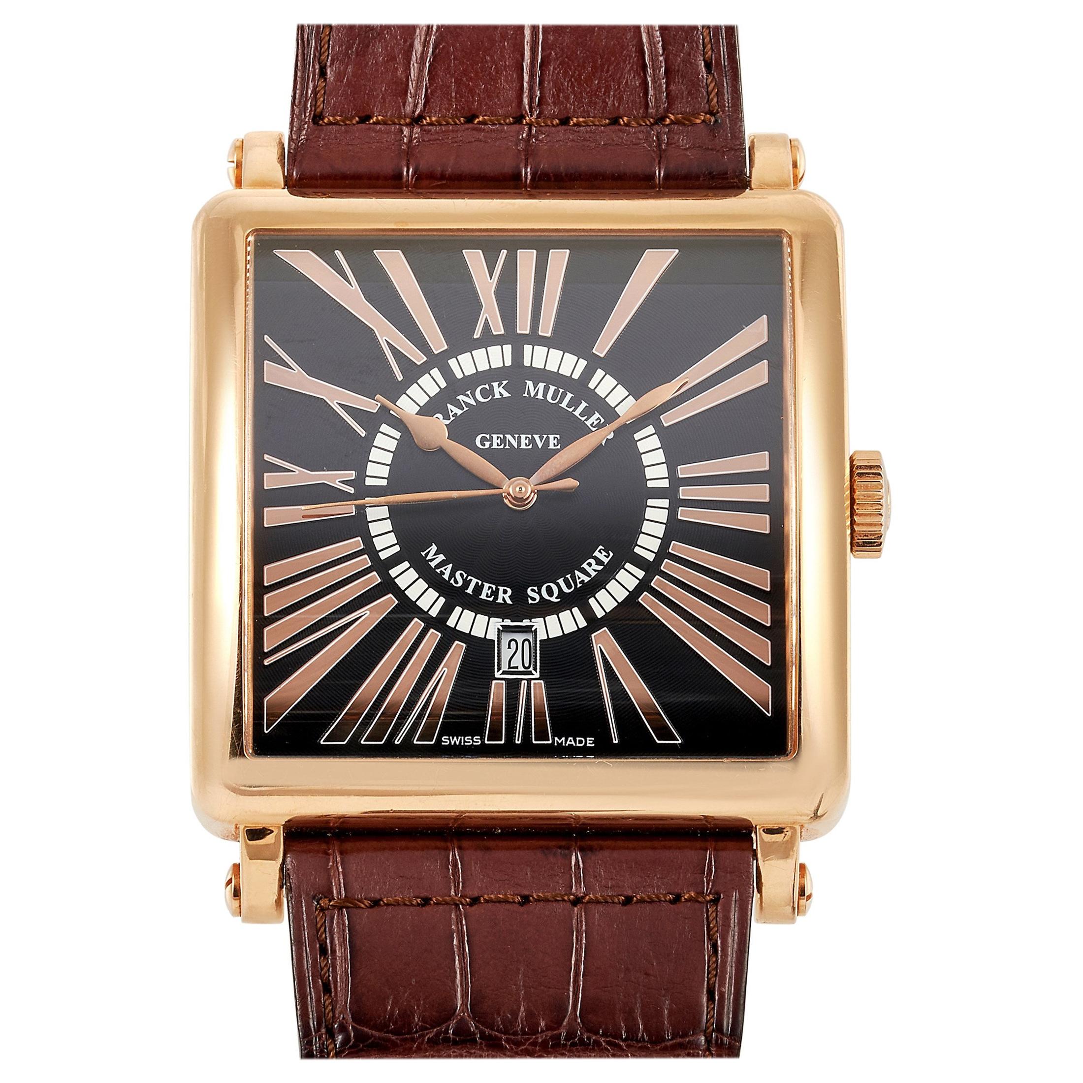 Franck Muller Master Square Black Dial Yellow Gold Watch 6000 K SC DT