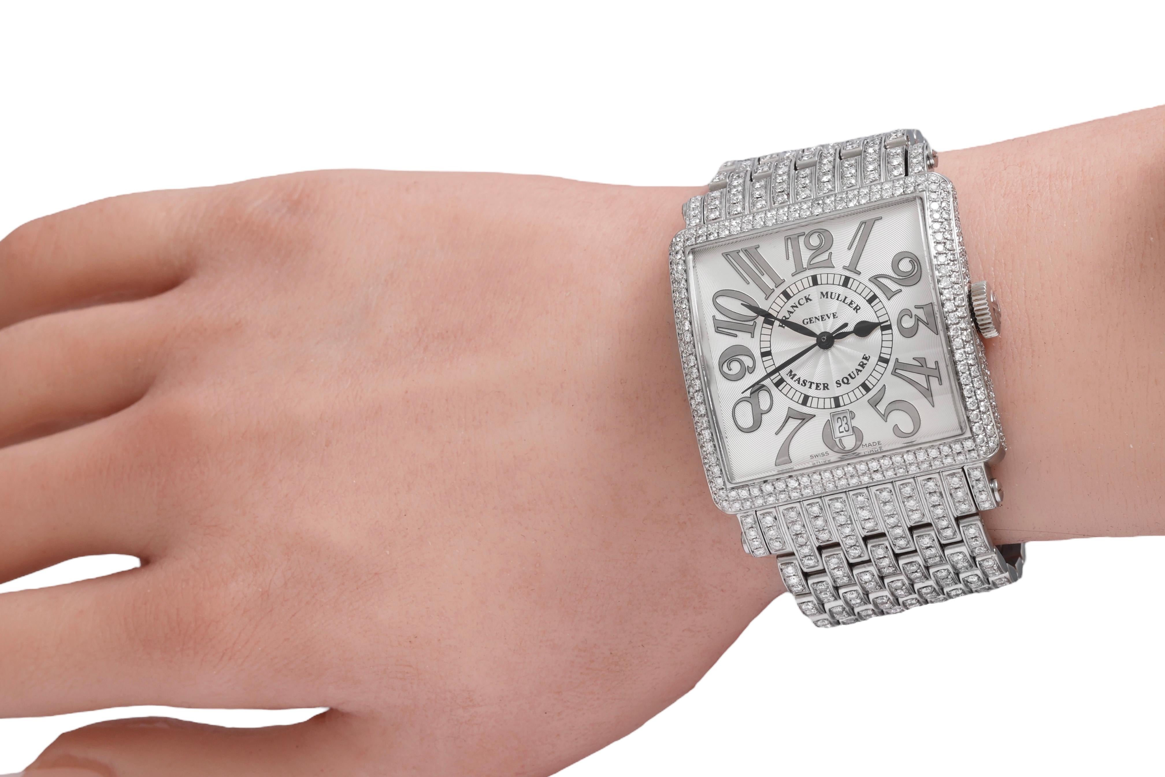 Franck Muller Master Square Full Pavé Diamonds Watch & Diamond Strap, Automatic For Sale 6