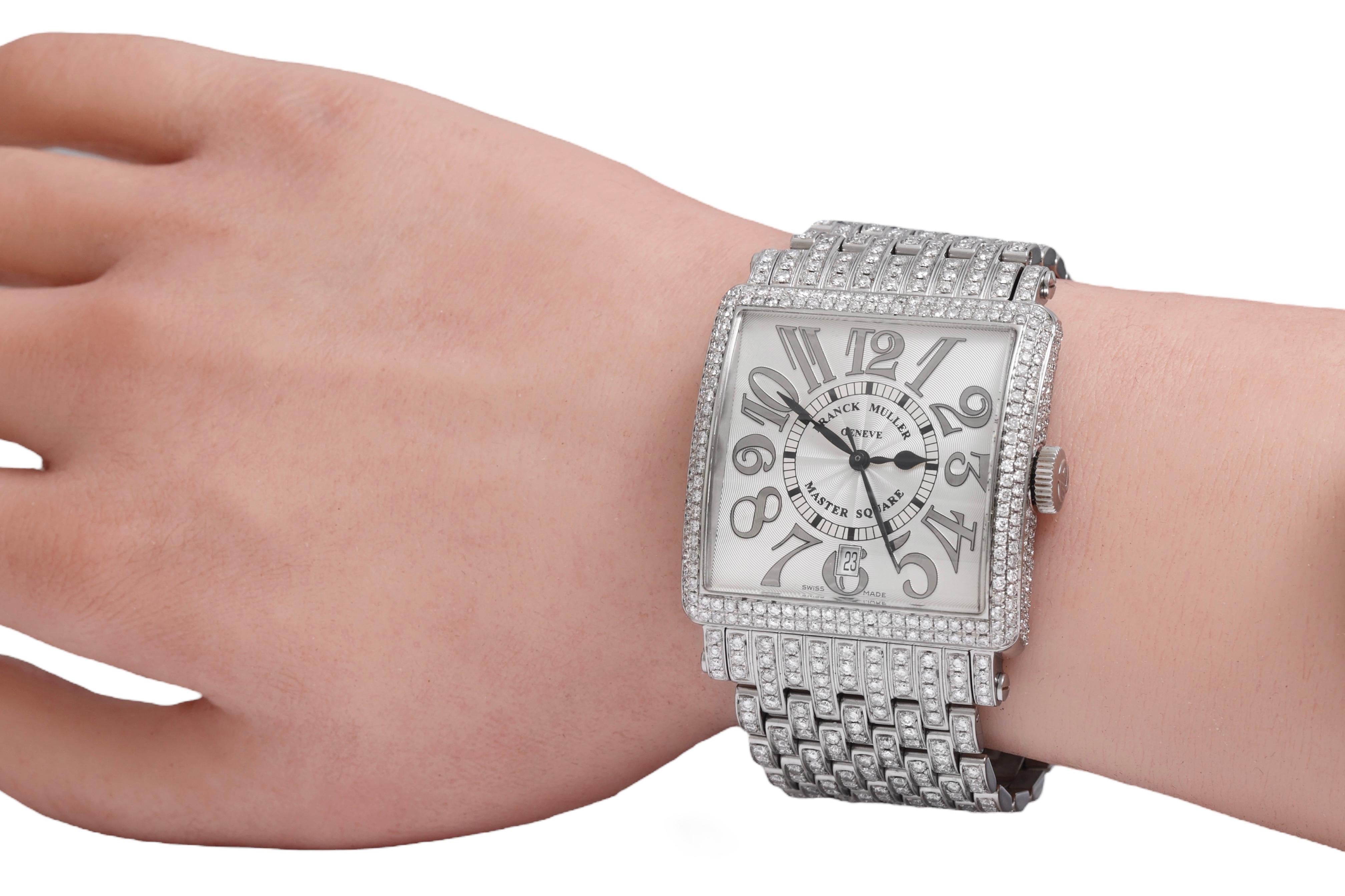 Franck Muller Master Square Full Pavé Diamonds Watch & Diamond Strap, Automatic For Sale 7