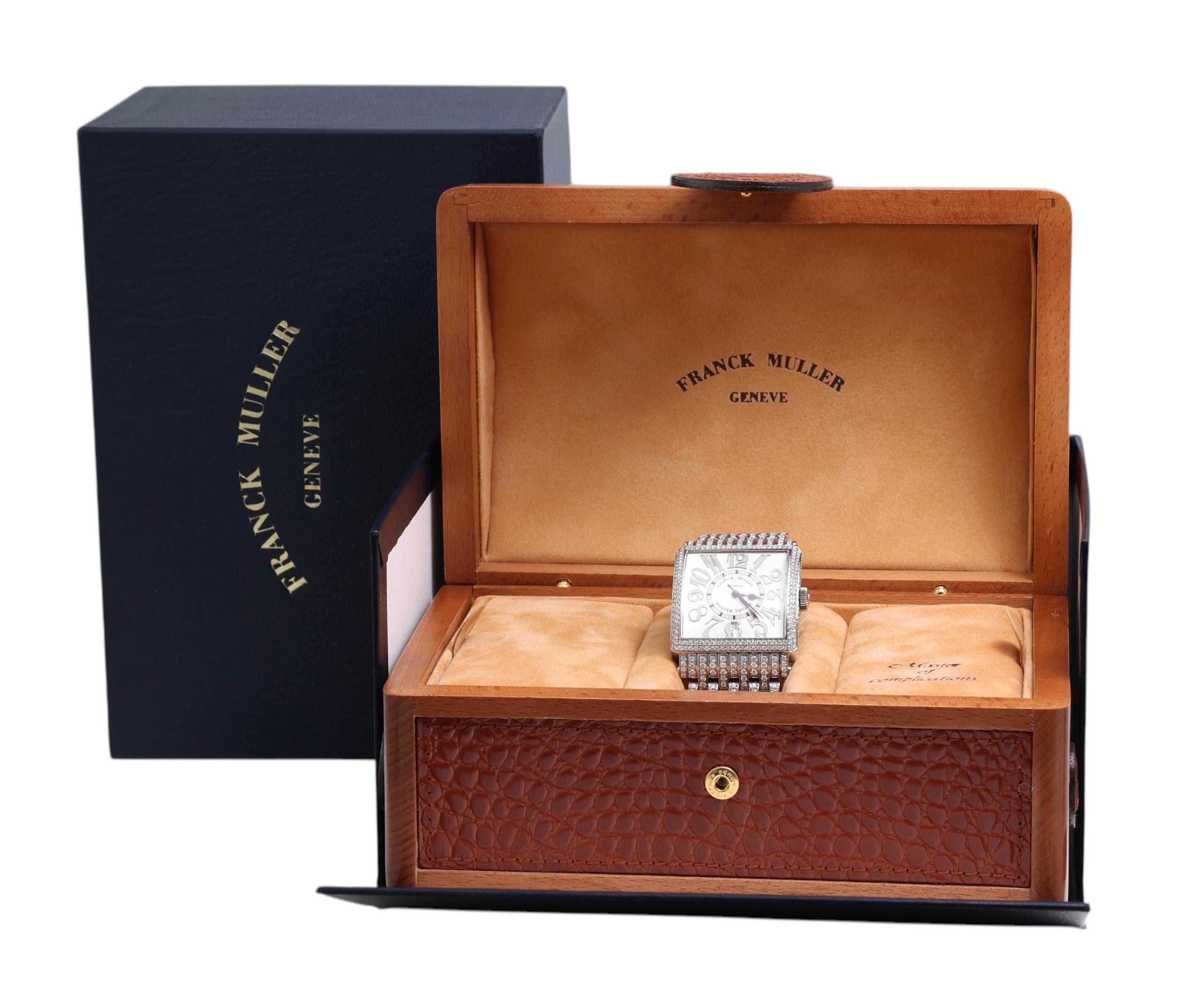 Franck Muller Master Square Full Pavé Diamonds Watch & Diamond Strap, Automatic For Sale 9