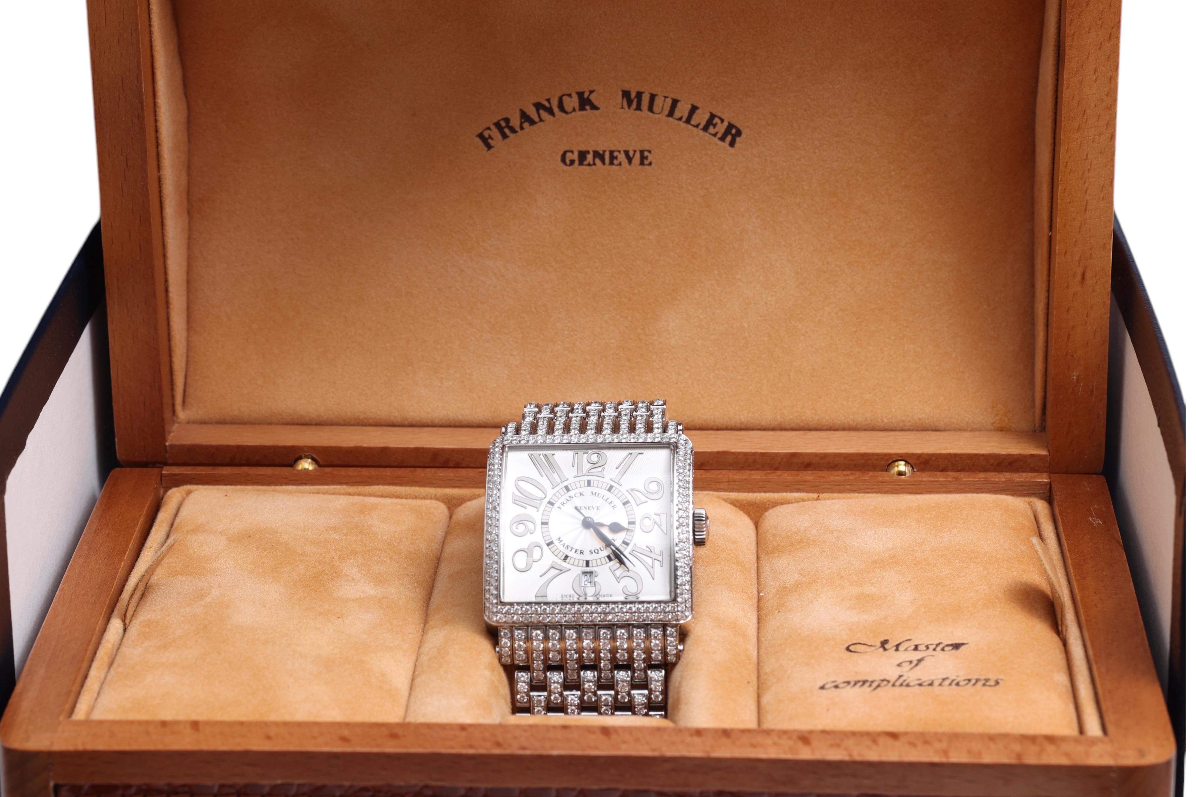 Franck Muller Master Square Full Pavé Diamonds Watch & Diamond Strap, Automatic For Sale 10