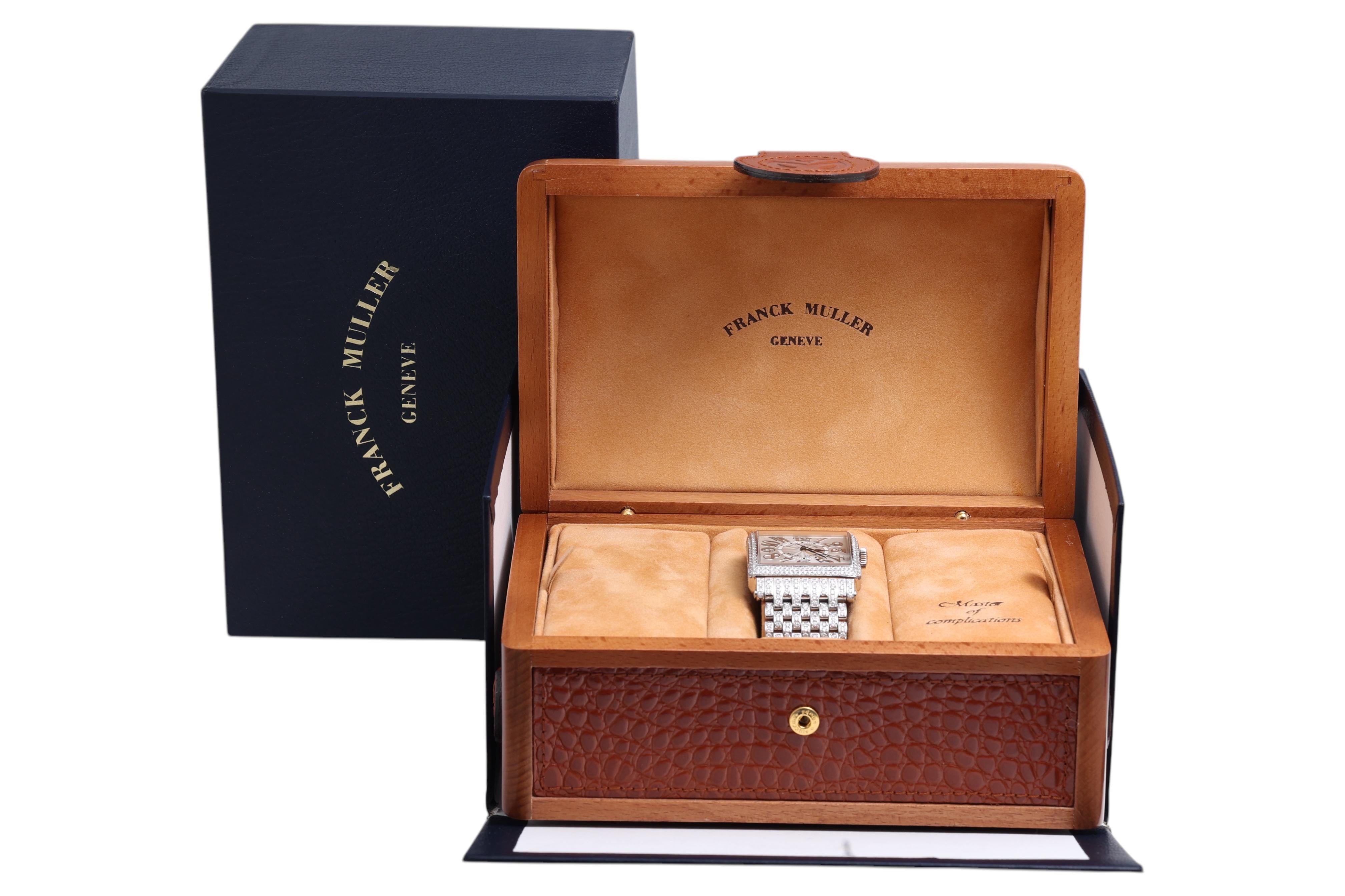 Franck Muller Master Square Full Pavé Diamonds Watch & Diamond Strap, Automatic For Sale 11