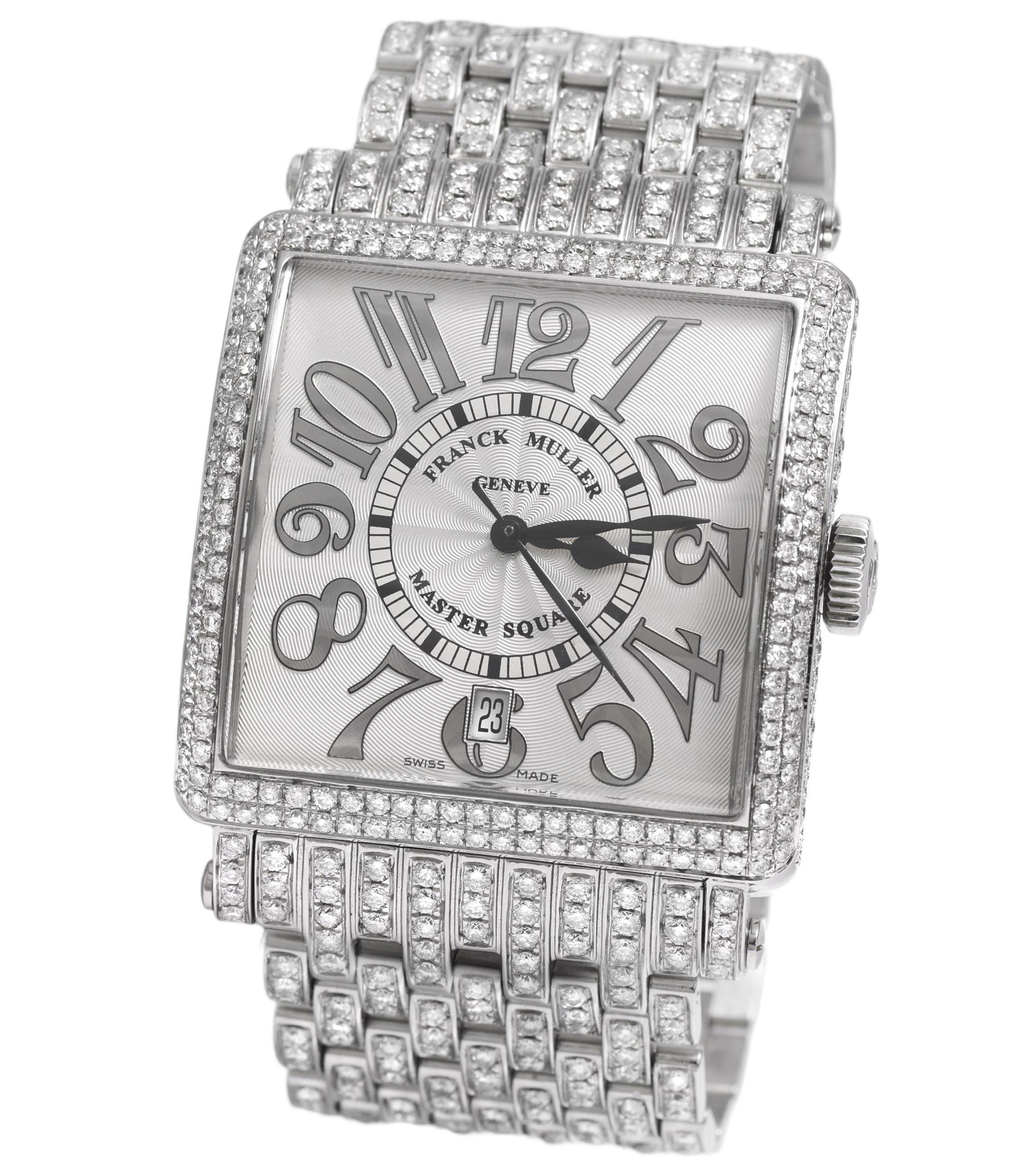 Franck Muller Master Square Full Pavé Diamonds Watch & Diamond Strap, Automatic For Sale 1