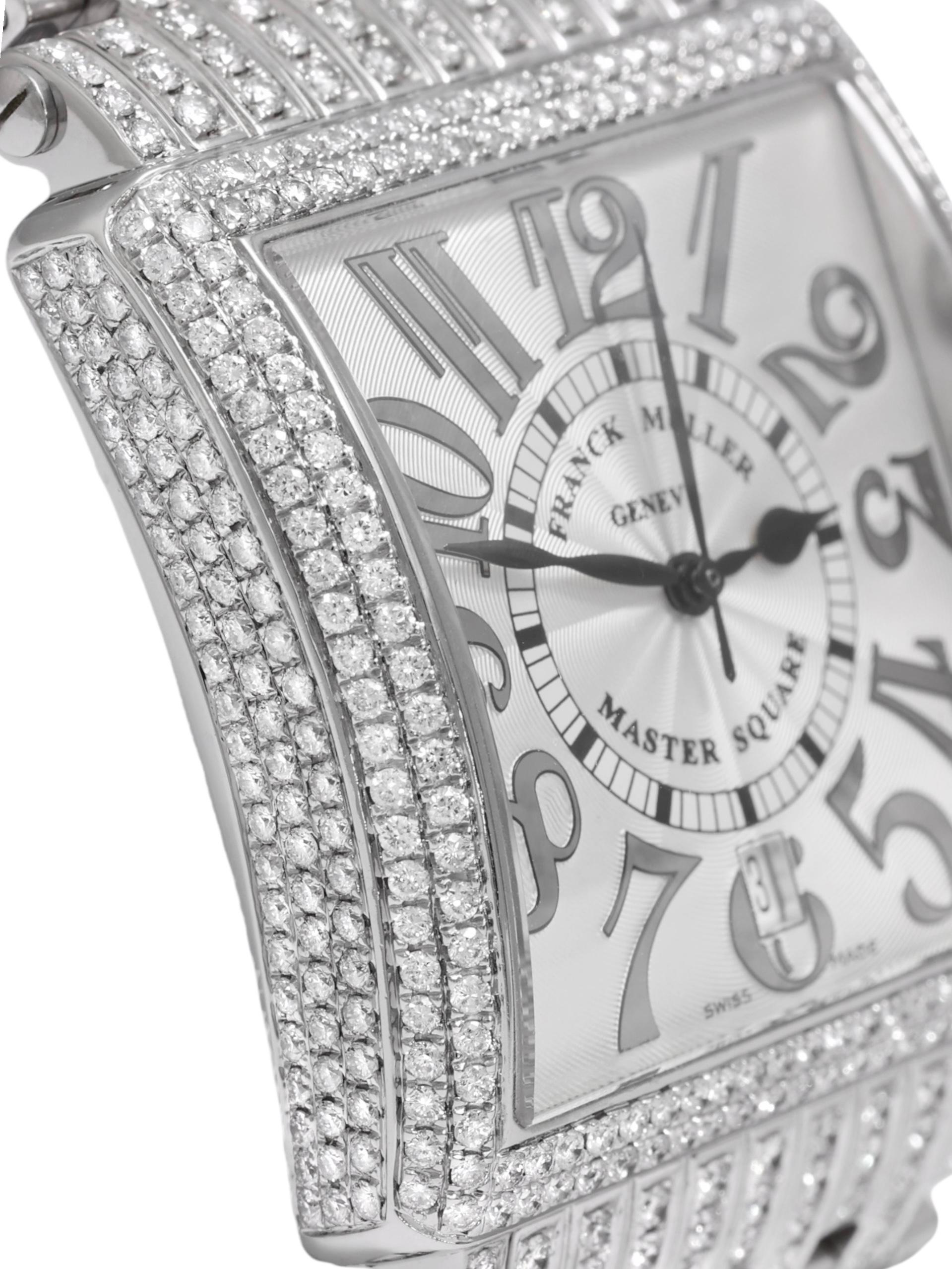 Franck Muller Master Square Full Pavé Diamonds Watch & Diamond Strap, Automatic For Sale 2