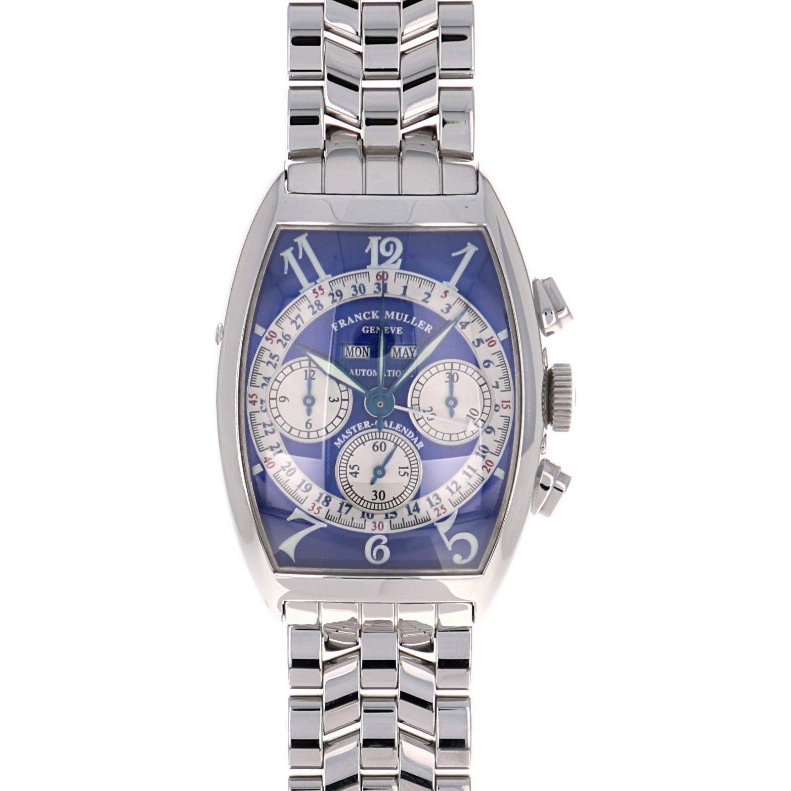 Women's or Men's Franck Muller Stainless Steel Triple Calendar Chronograph Automatic Wristwatch
