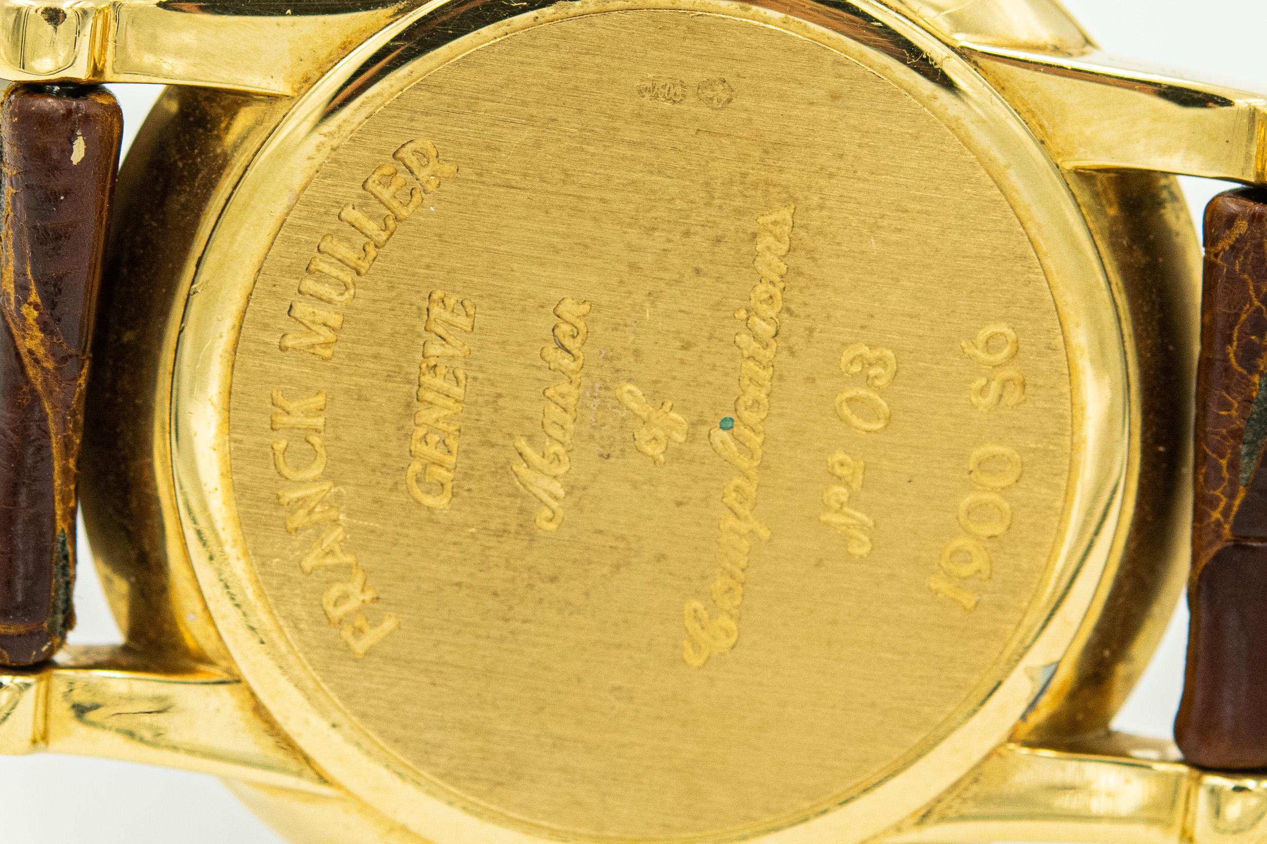 Franck Muller Herren-Armbanduhr aus 18 Karat Gelbgold Ref. 1900 S6 ca. 1990er Jahre im Zustand „Gut“ in Miami Beach, FL