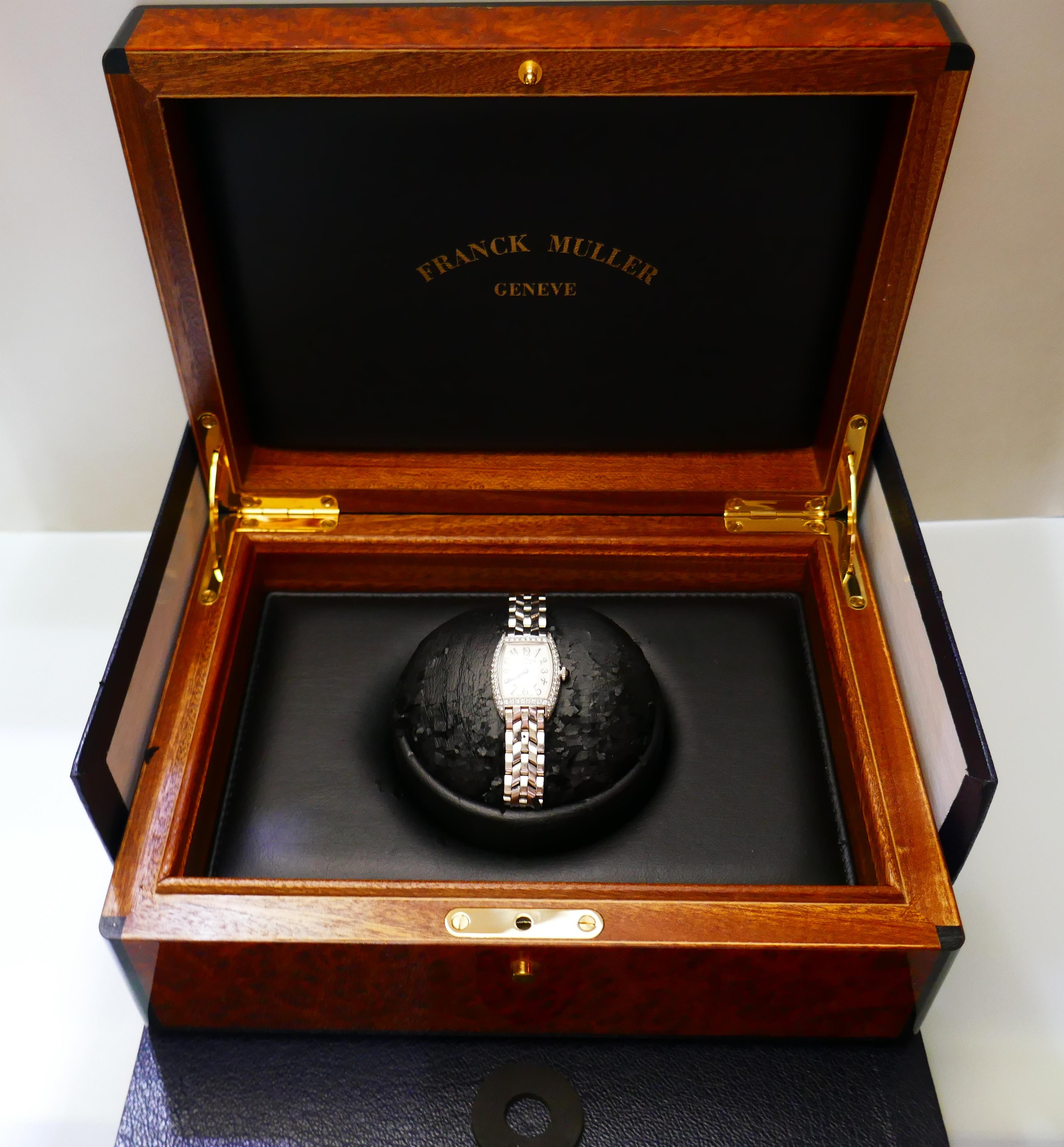 Franck Muller Mini Cintree Curvex Wristwatch in White Gold and Diamond Box Paper 2