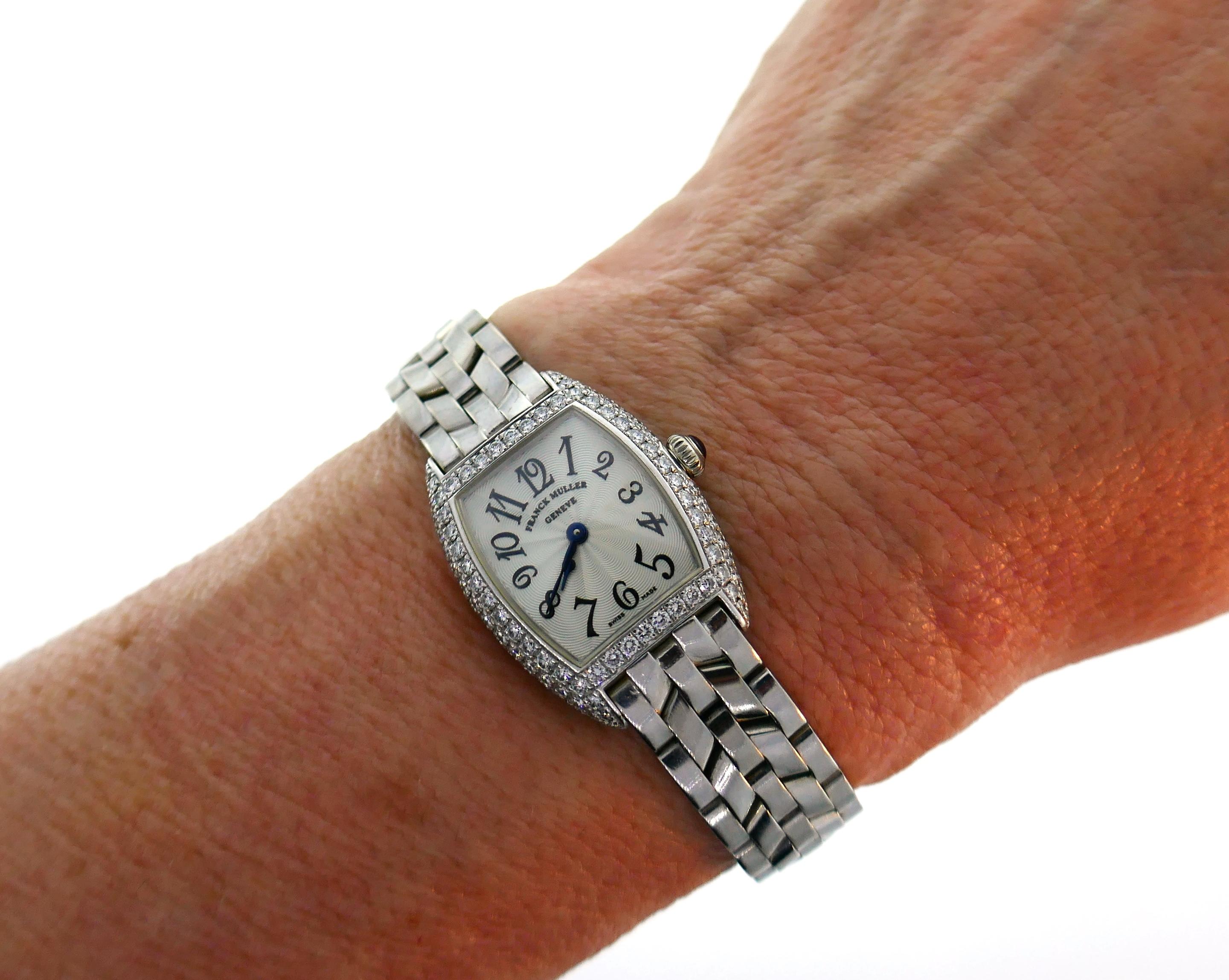 Franck Muller Mini Cintree Curvex Wristwatch in White Gold and Diamond Box Paper 1