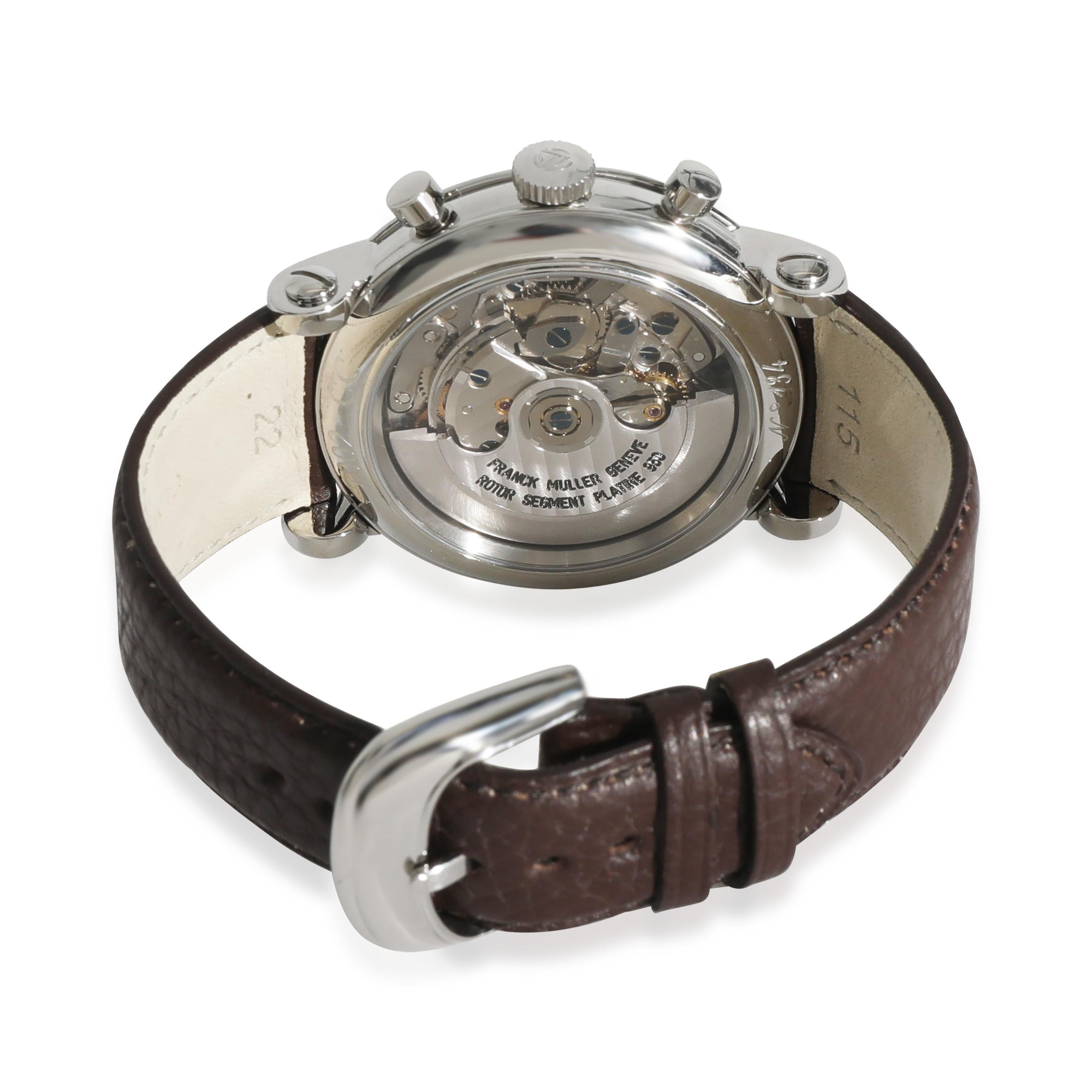 Franck Muller Ronde Chronograph 7002 CC Men's Watch in  Stainless Steel

SKU: 142271

PRIMARY DETAILS
Brand: Franck Muller
Model: Ronde Chronograph
Country of Origin: Switzerland
Movement Type: Mechanical: Automatic/Kinetic
Year of Manufacture: