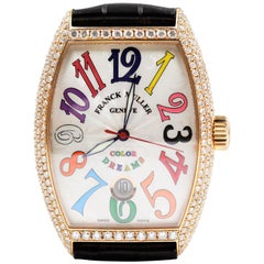 Franck Muller Rose Gold Black 18 Karat Diamond Color Dreams 7851 Watch