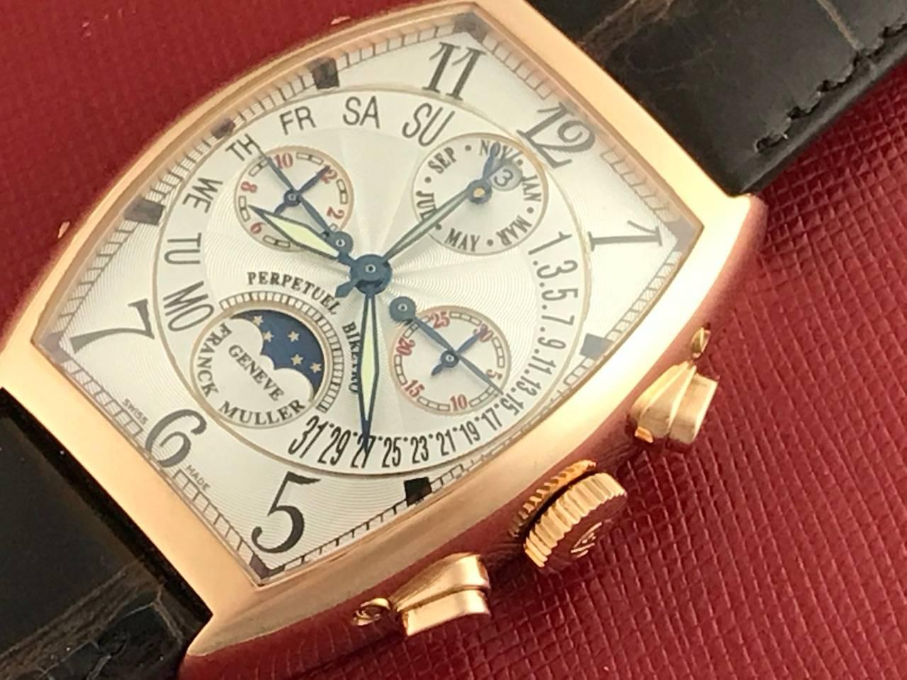 Contemporary Franck Muller Rose Gold Perpetual Calendar Chronograph Automatic Wristwatch