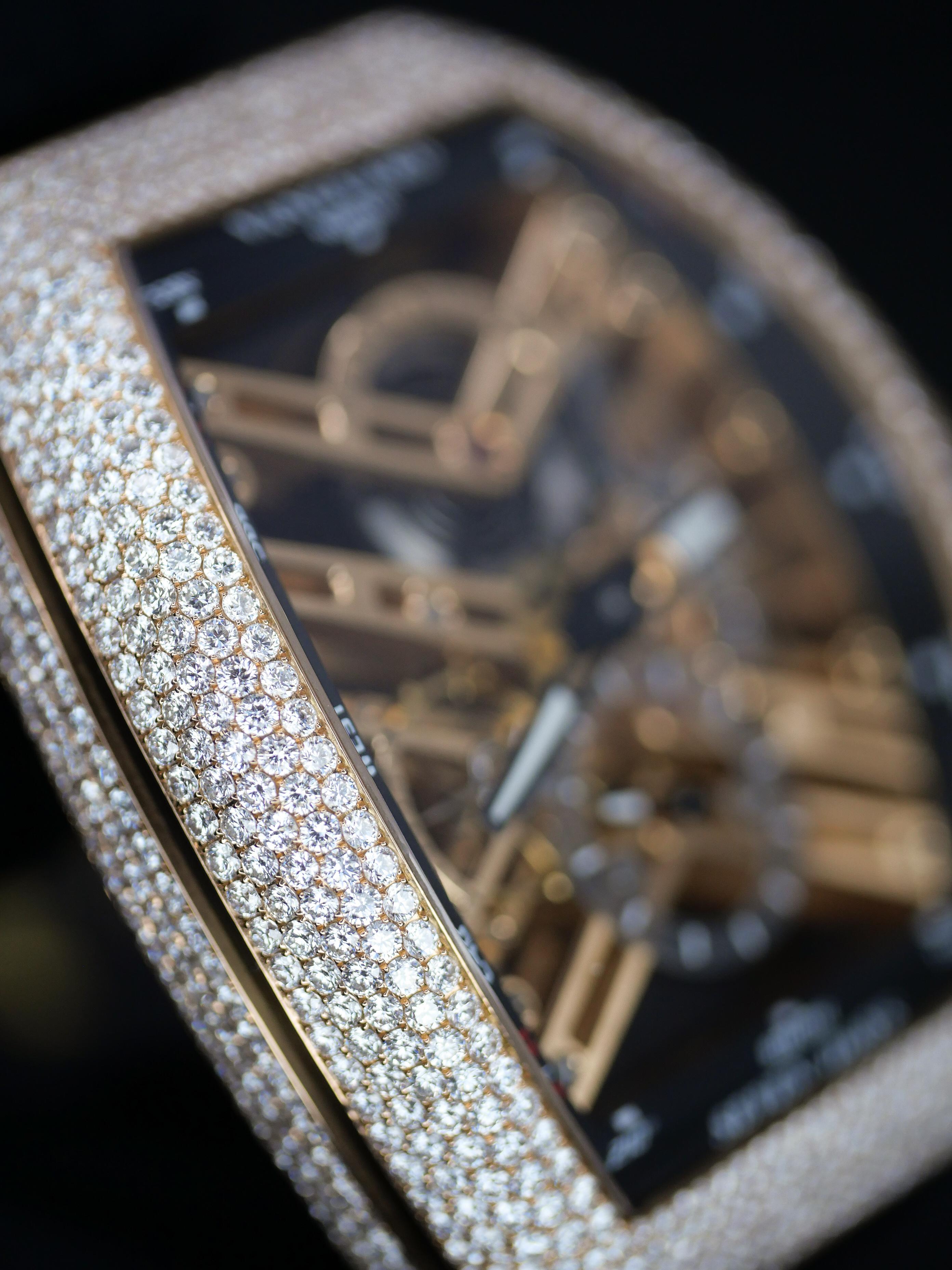 Franck Muller Rose Gold Vanguard 7 Day Power Reserve Skeleton Manual Wristwatch For Sale 1