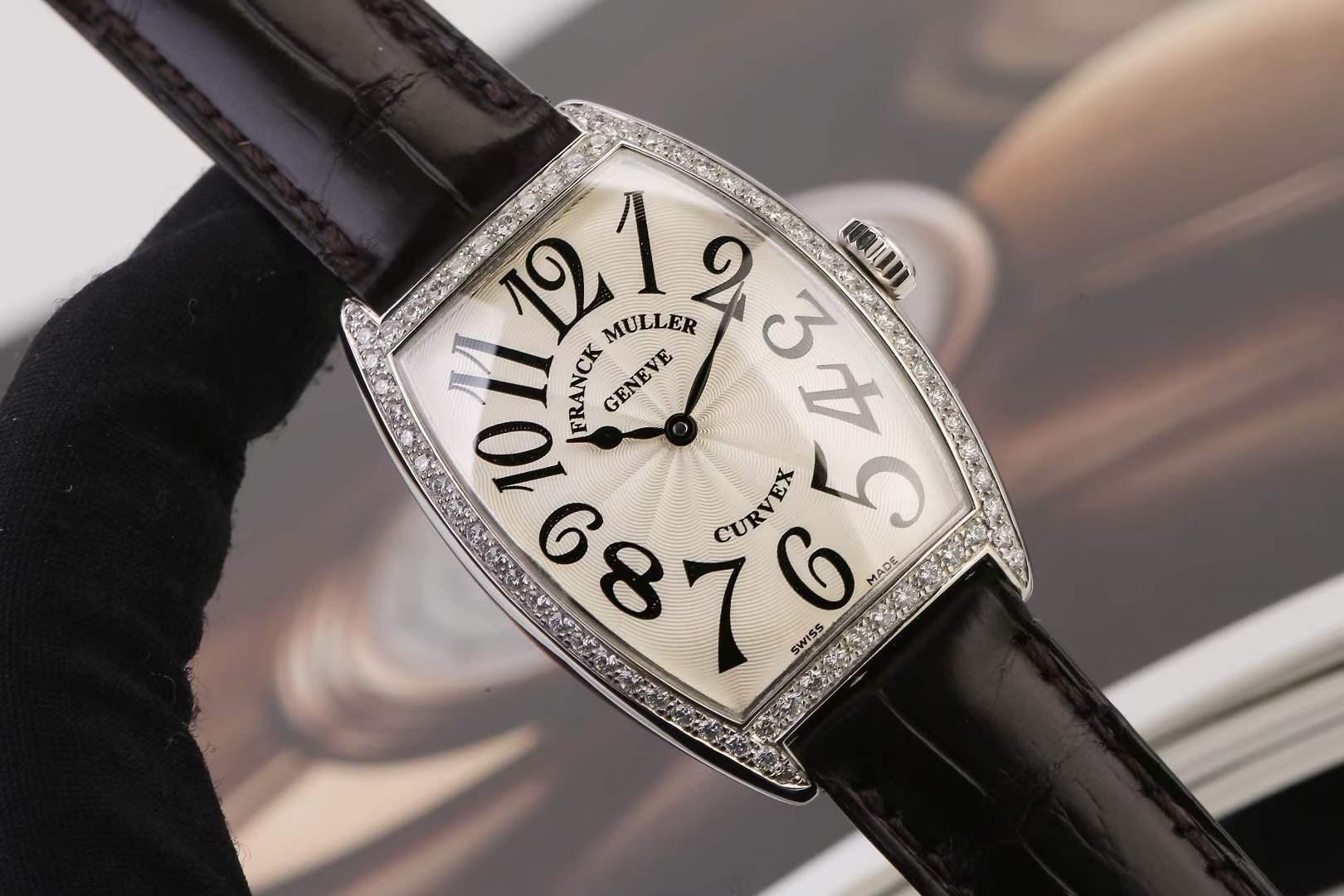 Franck Muller Stainless Diamond Cintree Curvex Silver Watch In Excellent Condition In Banbury, GB