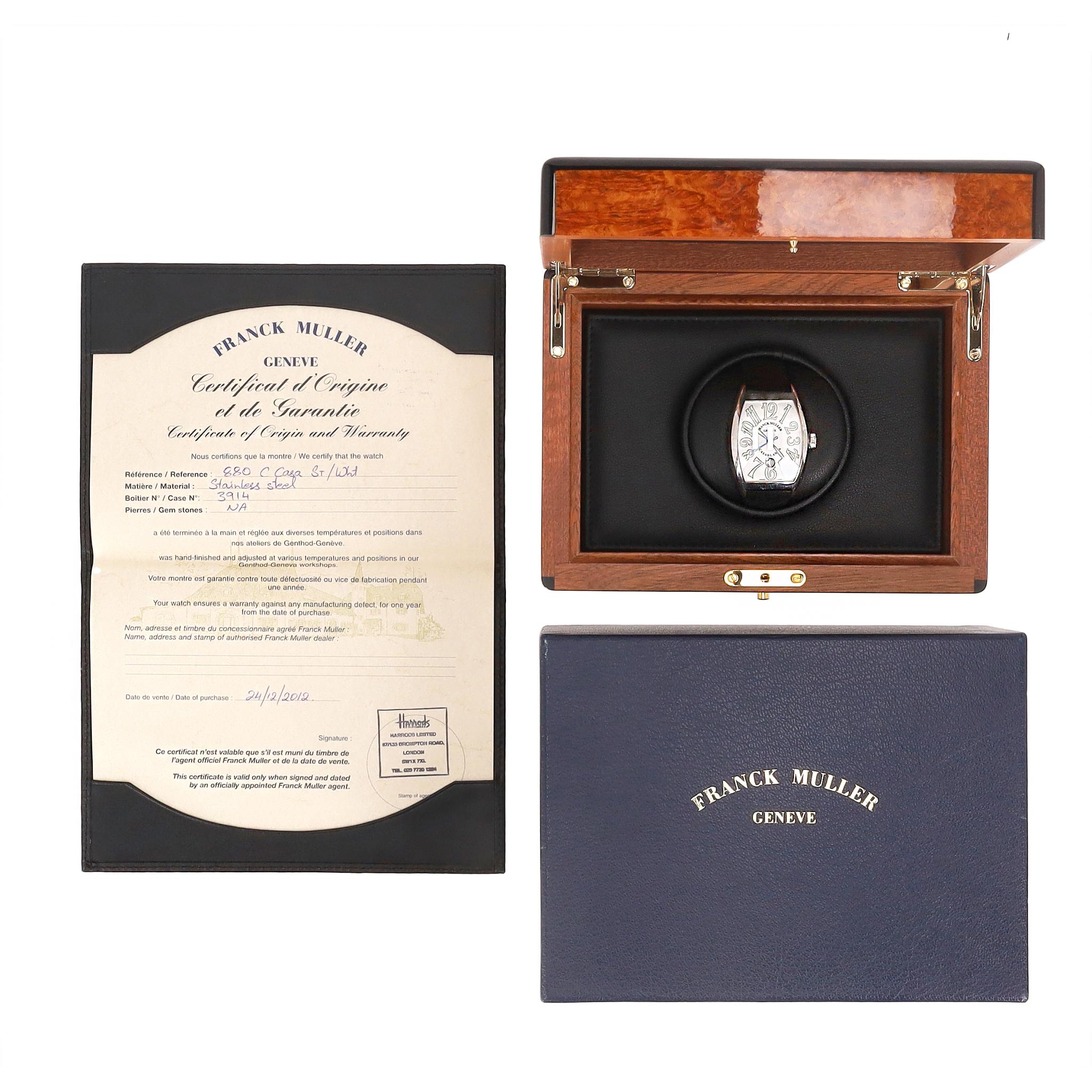 Franck Muller Orologio Casablanca in acciaio inox con cinturino in gomma In condizioni buone in vendita a London, GB