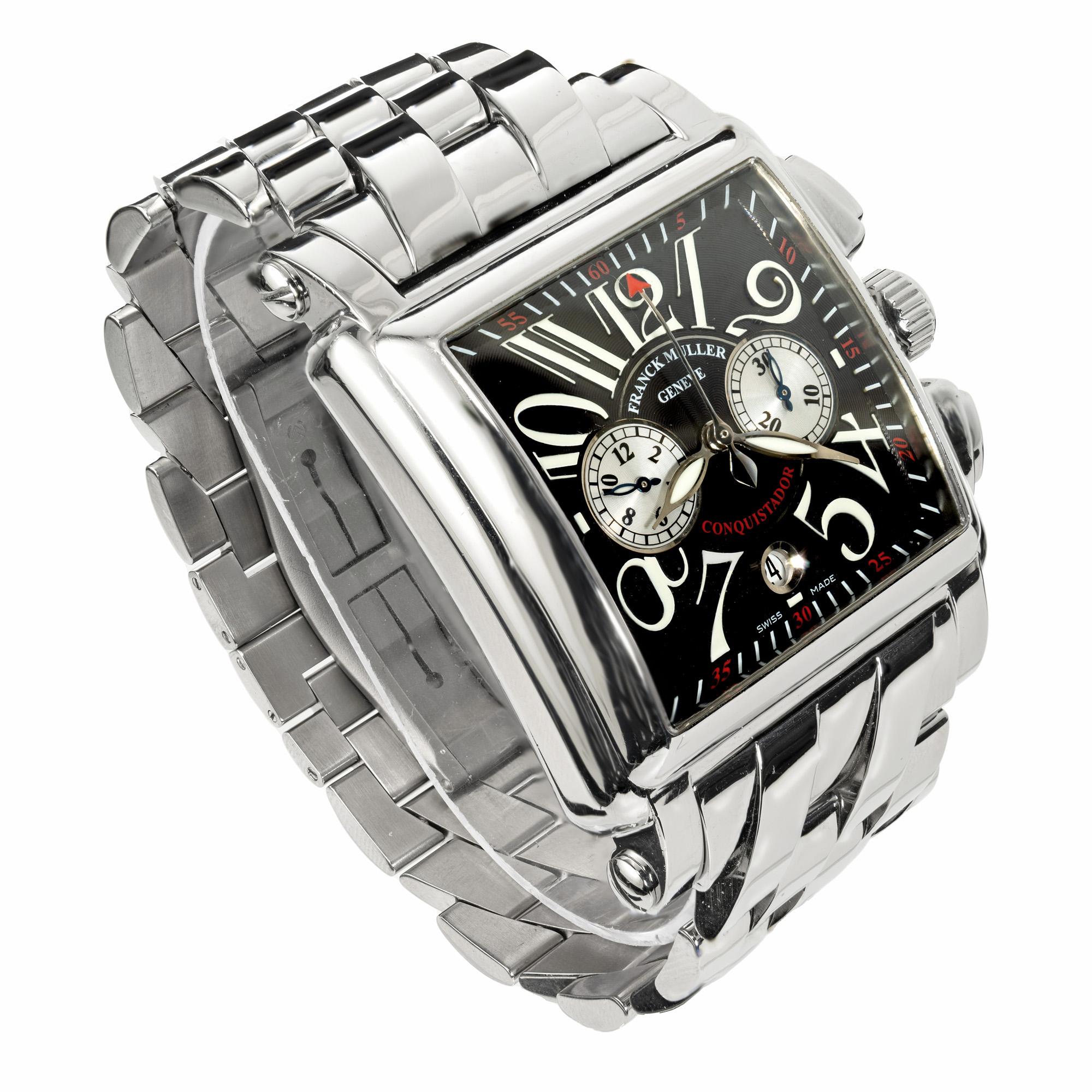 Franck Muller Stainless Steel Conquistador Cortez Chronograph In Excellent Condition For Sale In Stamford, CT